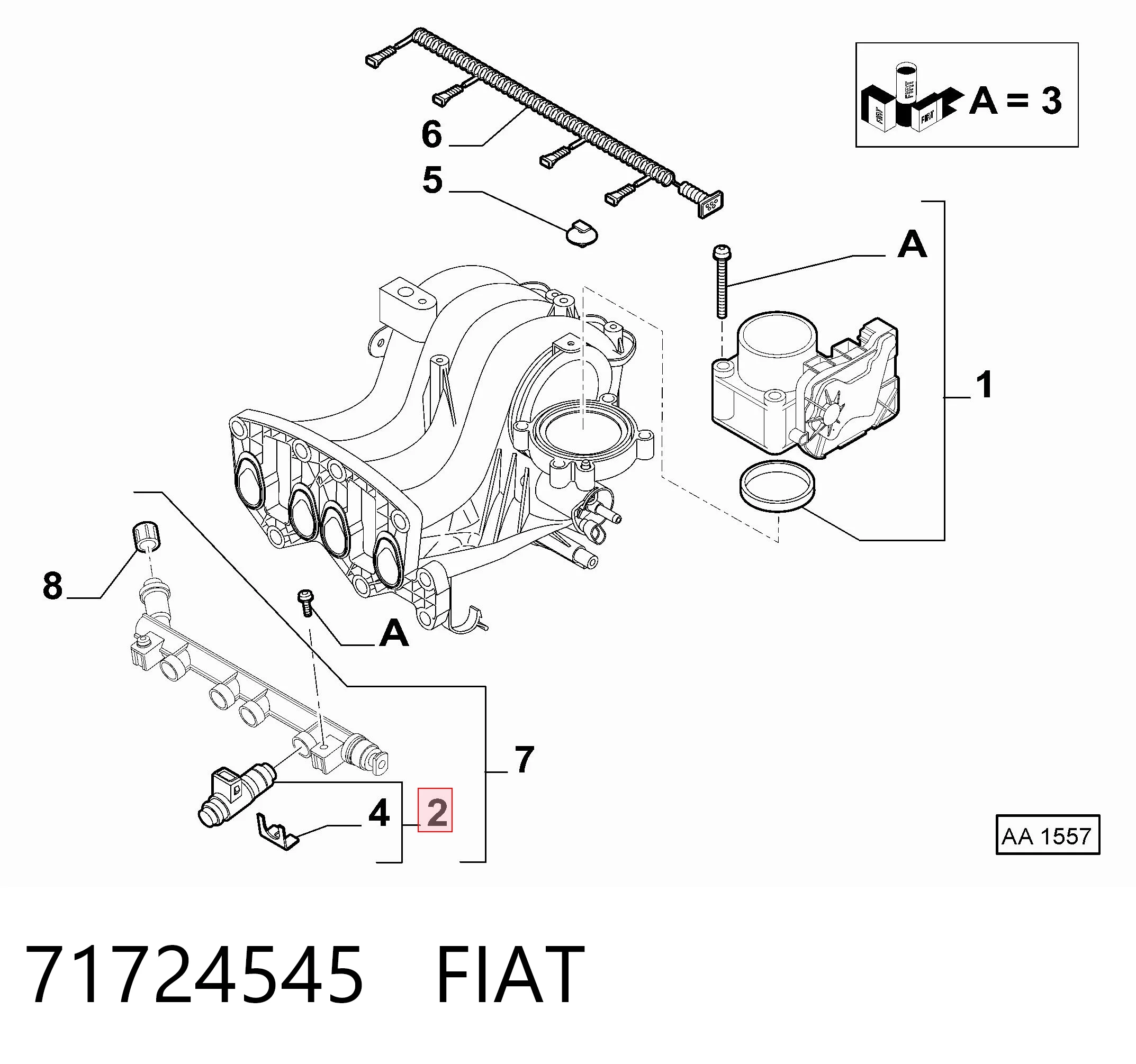 71724545 Fiat/Alfa/Lancia Форсунка вприску палива