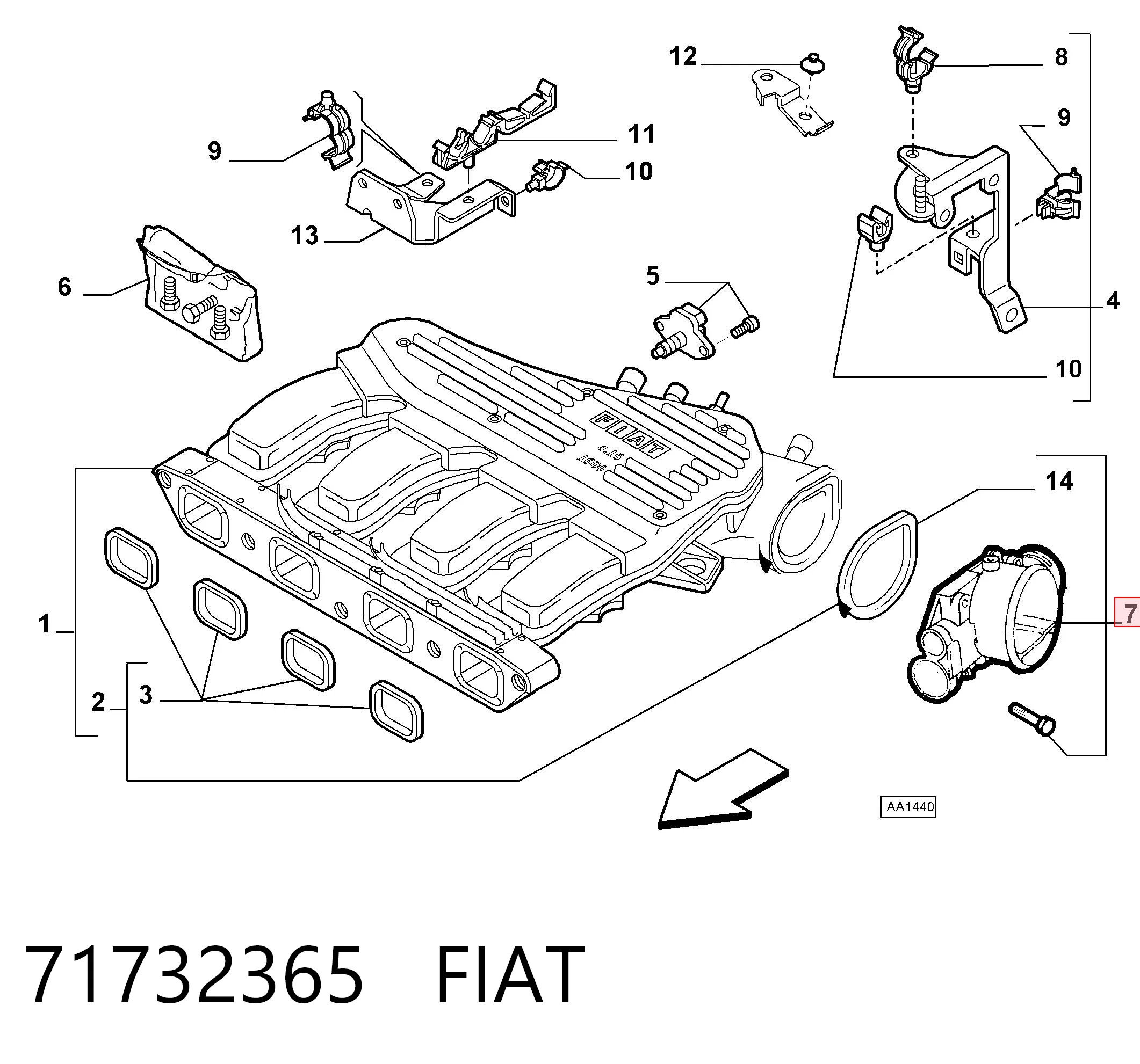 71732365 Fiat/Alfa/Lancia Дросільна заслінка в зборі