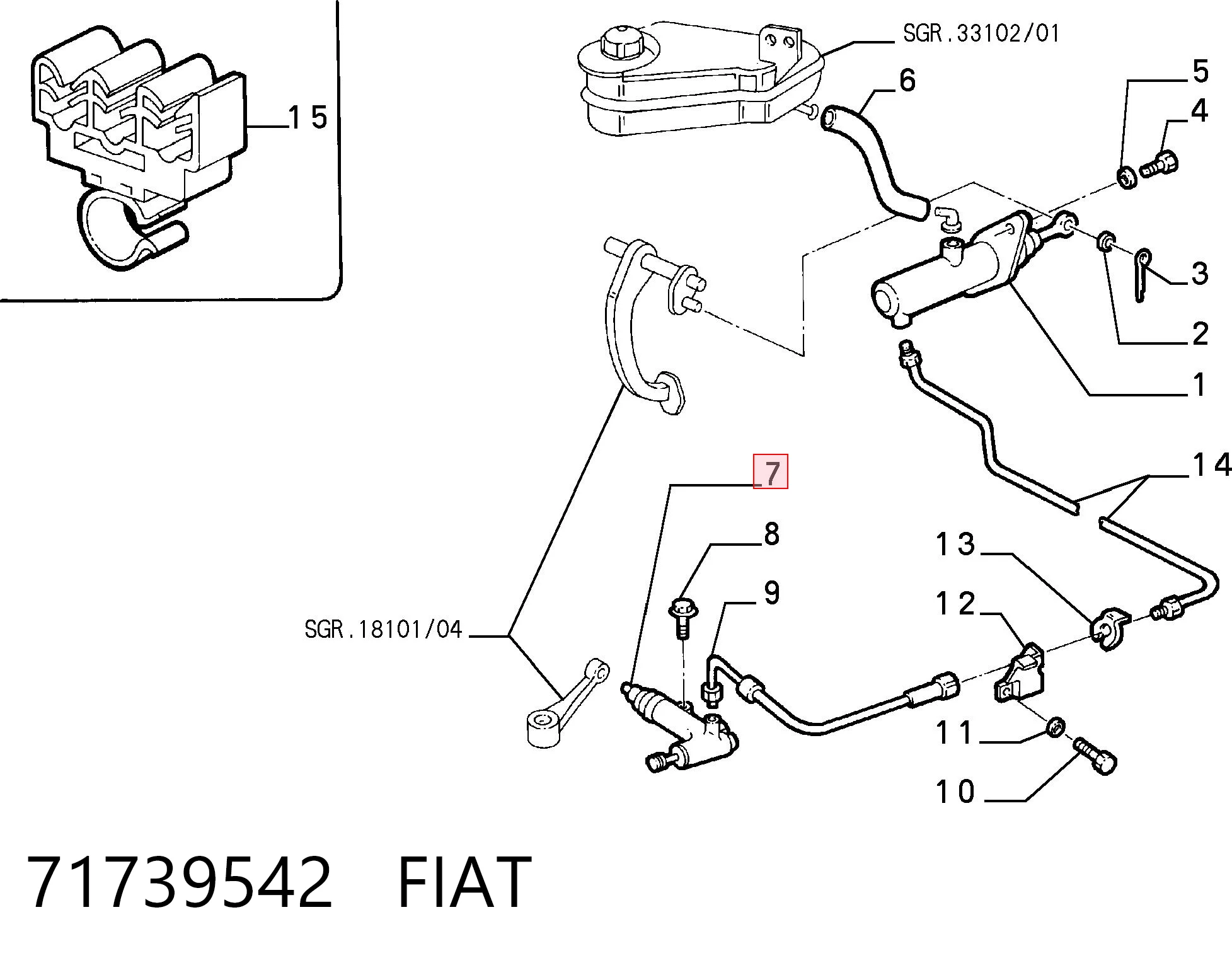 Циліндр зчеплення, робочий Fiat Punto 1 176
