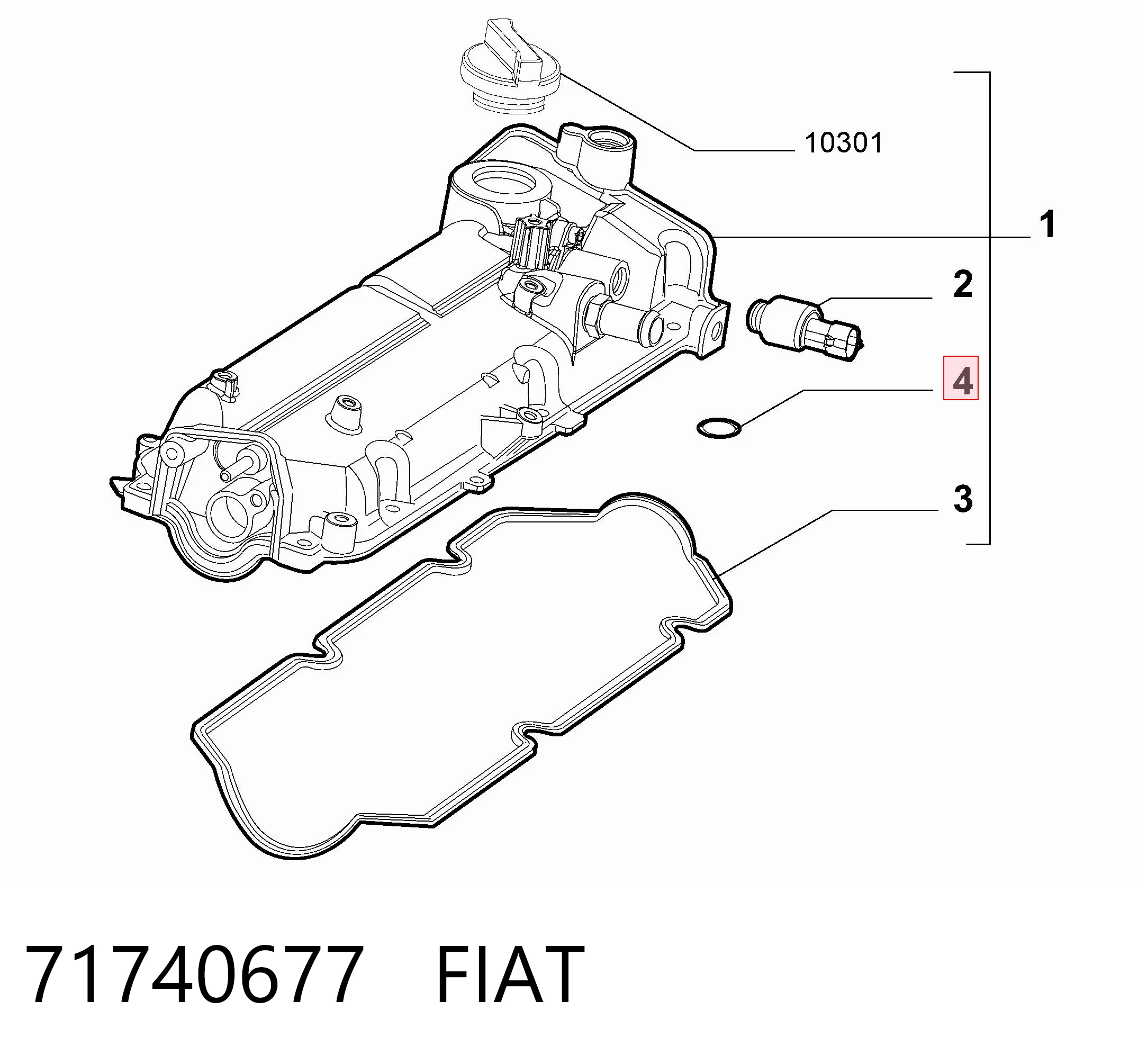 71740677 Fiat/Alfa/Lancia Прокладка клапанної кришки двигуна, кільце