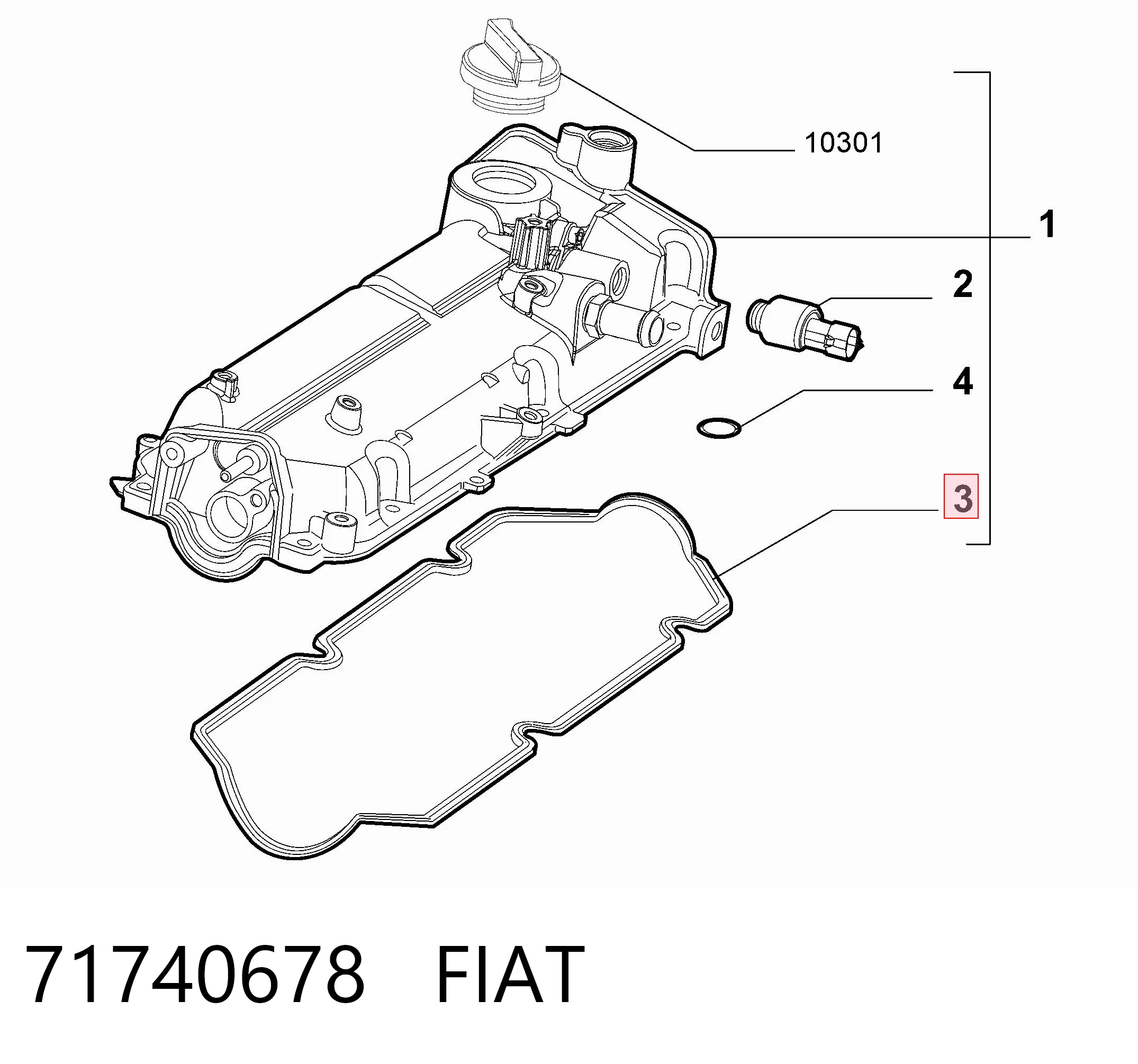 71740678 Fiat/Alfa/Lancia Прокладка клапанної кришки двигуна, комплект