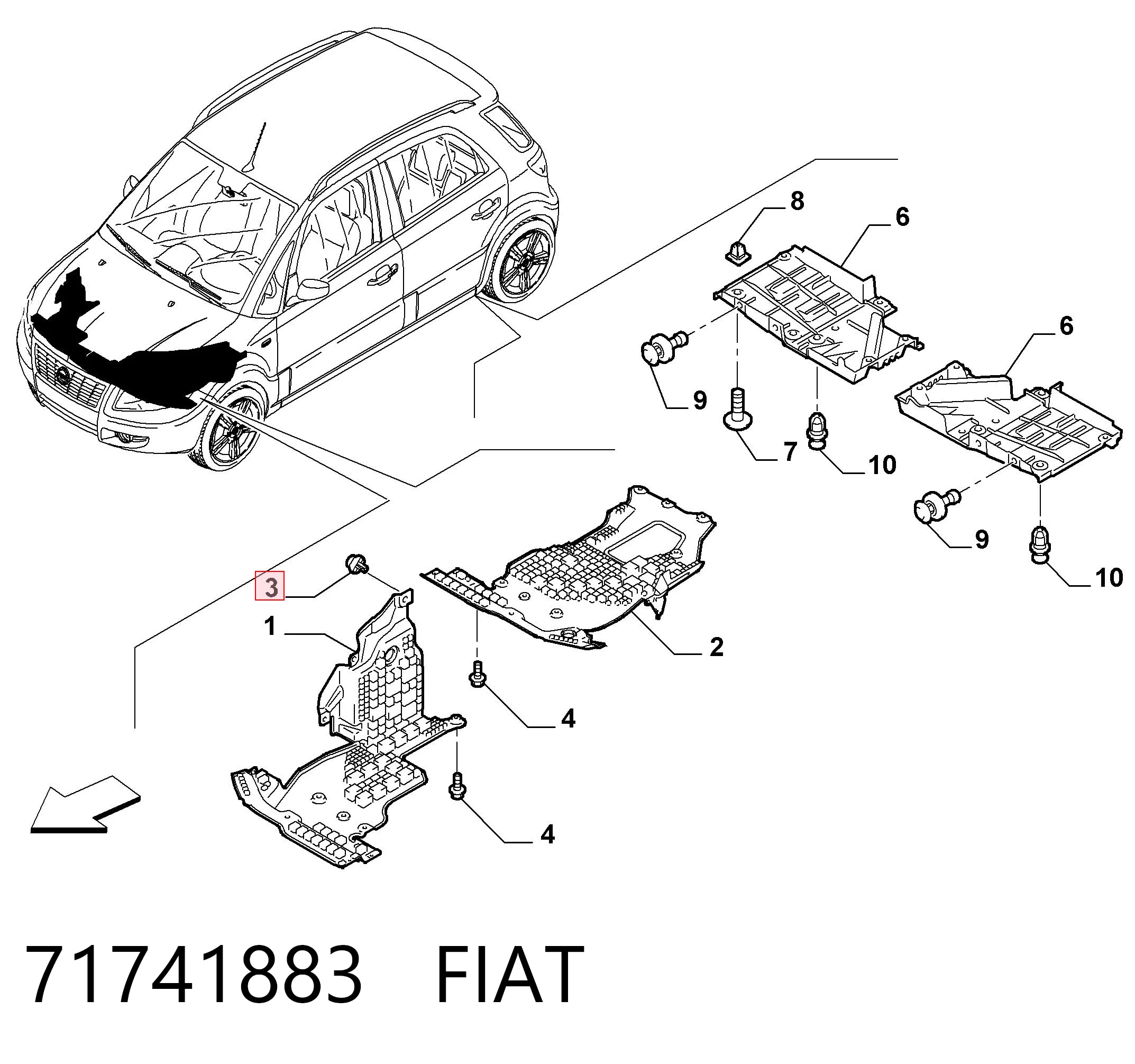 71741883 Fiat/Alfa/Lancia Пістон (кліп) кріплення підкрилки переднього крила