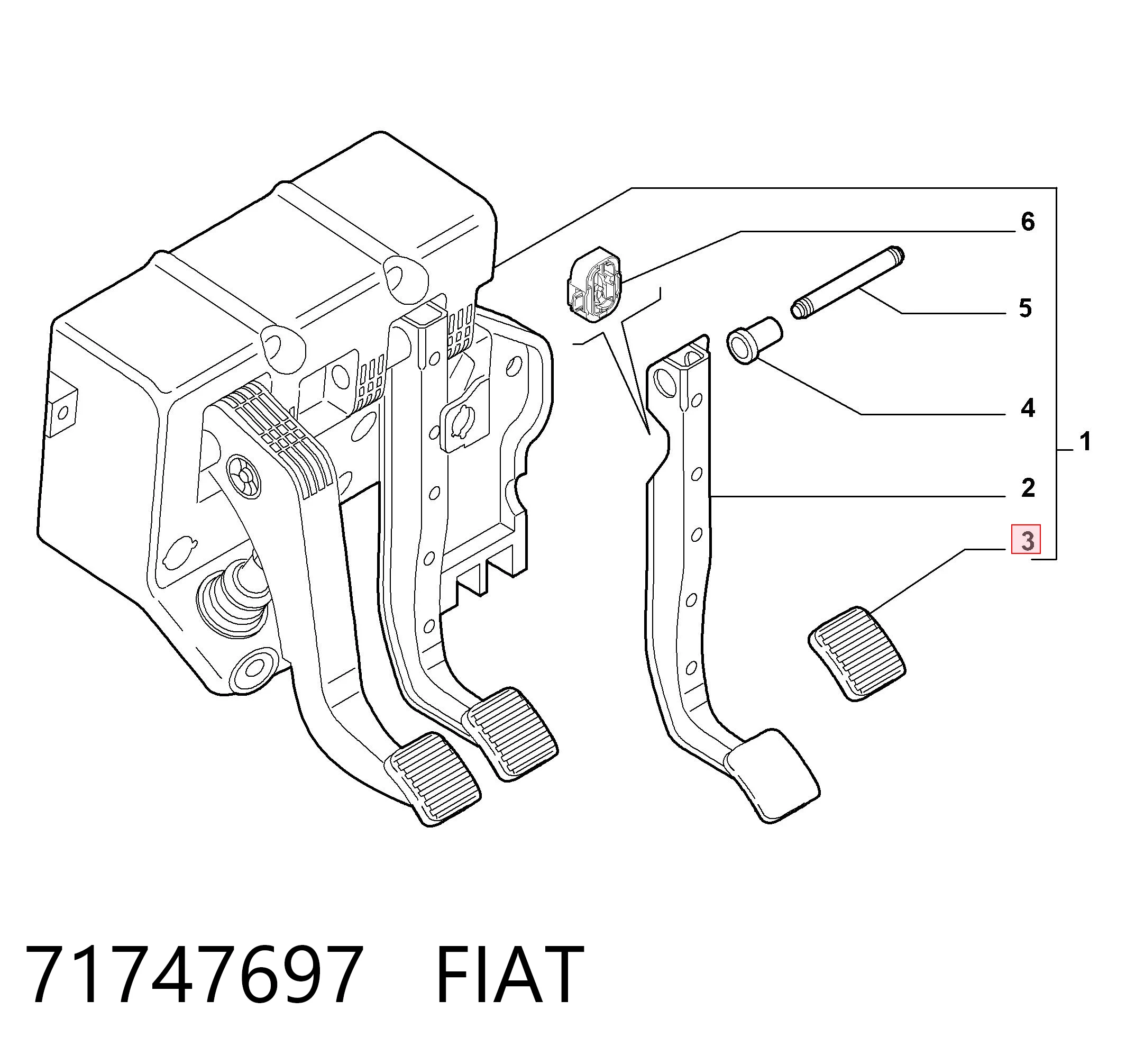 71747697 Fiat/Alfa/Lancia Накладка педалі зчеплення