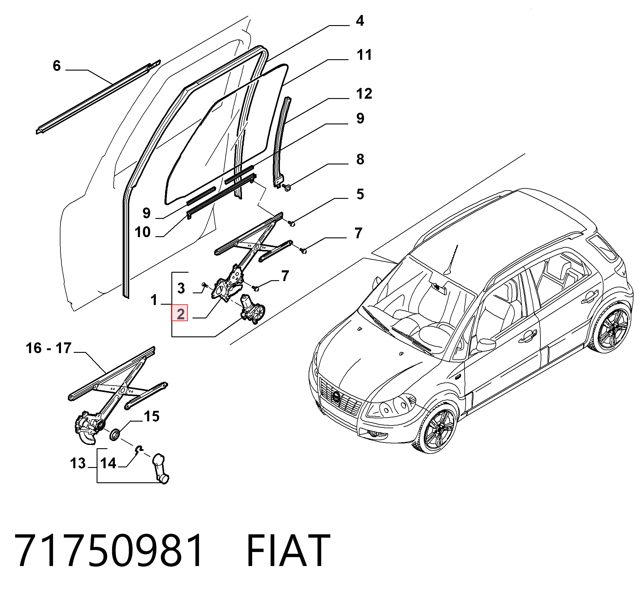  Склопідйомник передньої лівої двері Suzuki SX4 