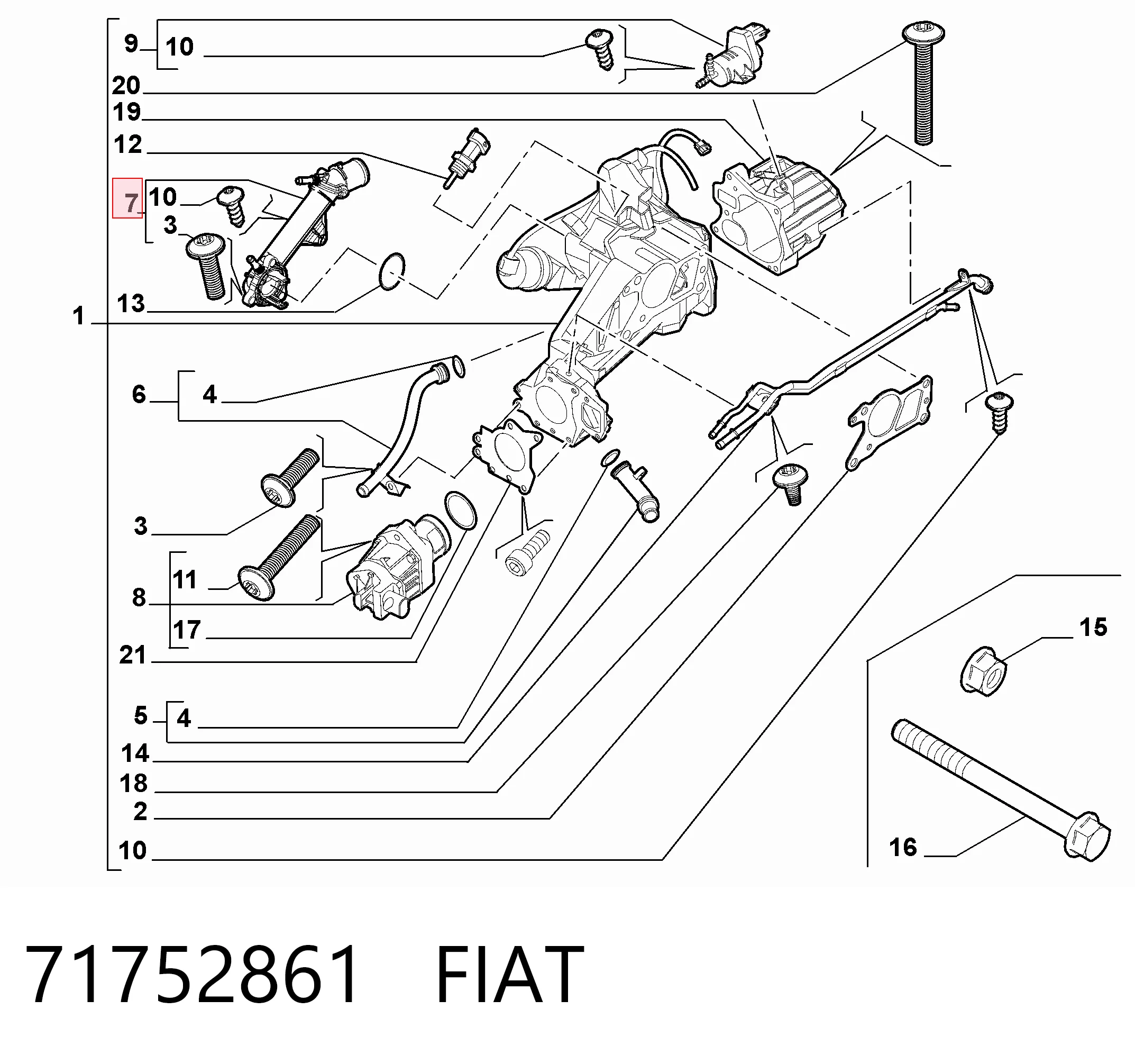 71752861 Fiat/Alfa/Lancia Корпус термостата в зборі