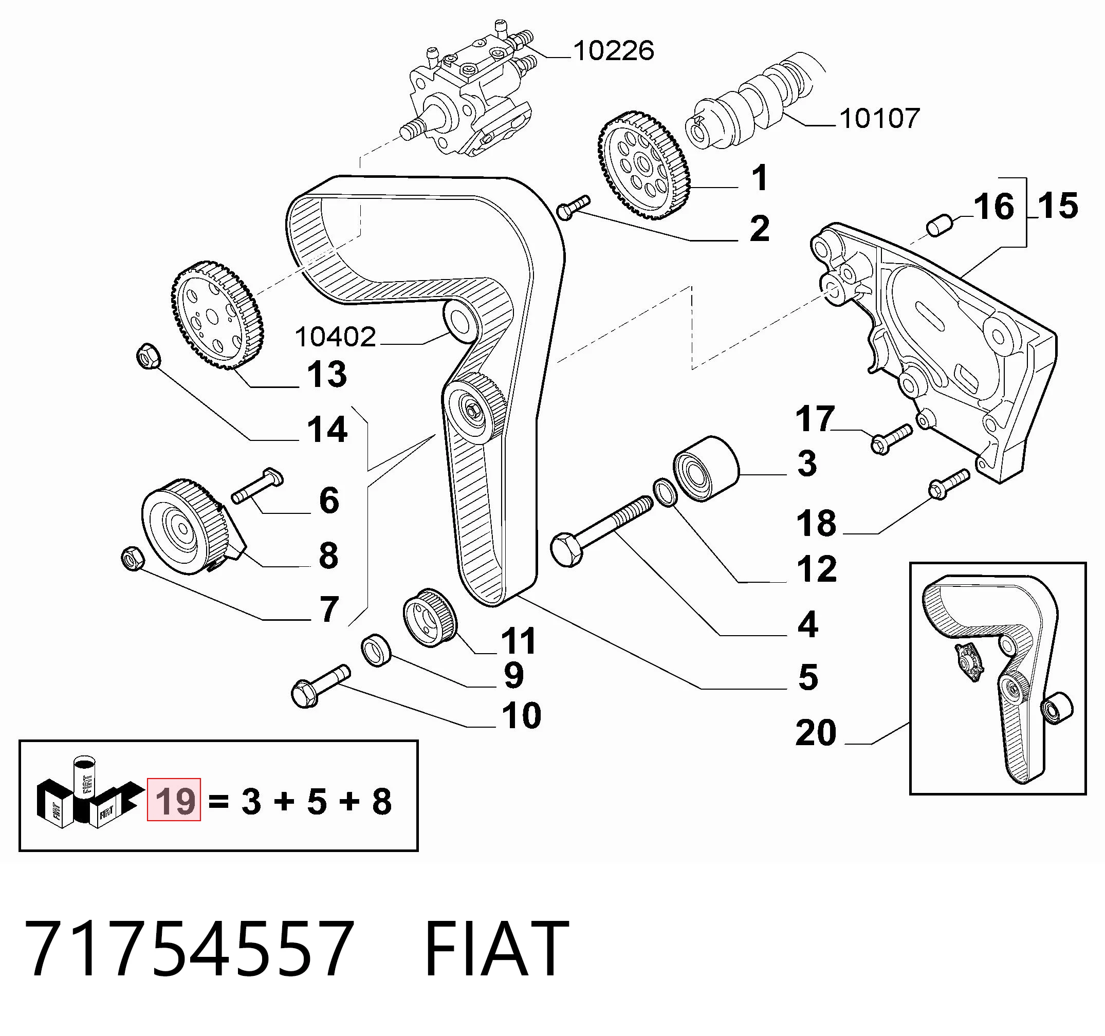 Ремінь ГРМ, комплект на Fiat Stilo  192