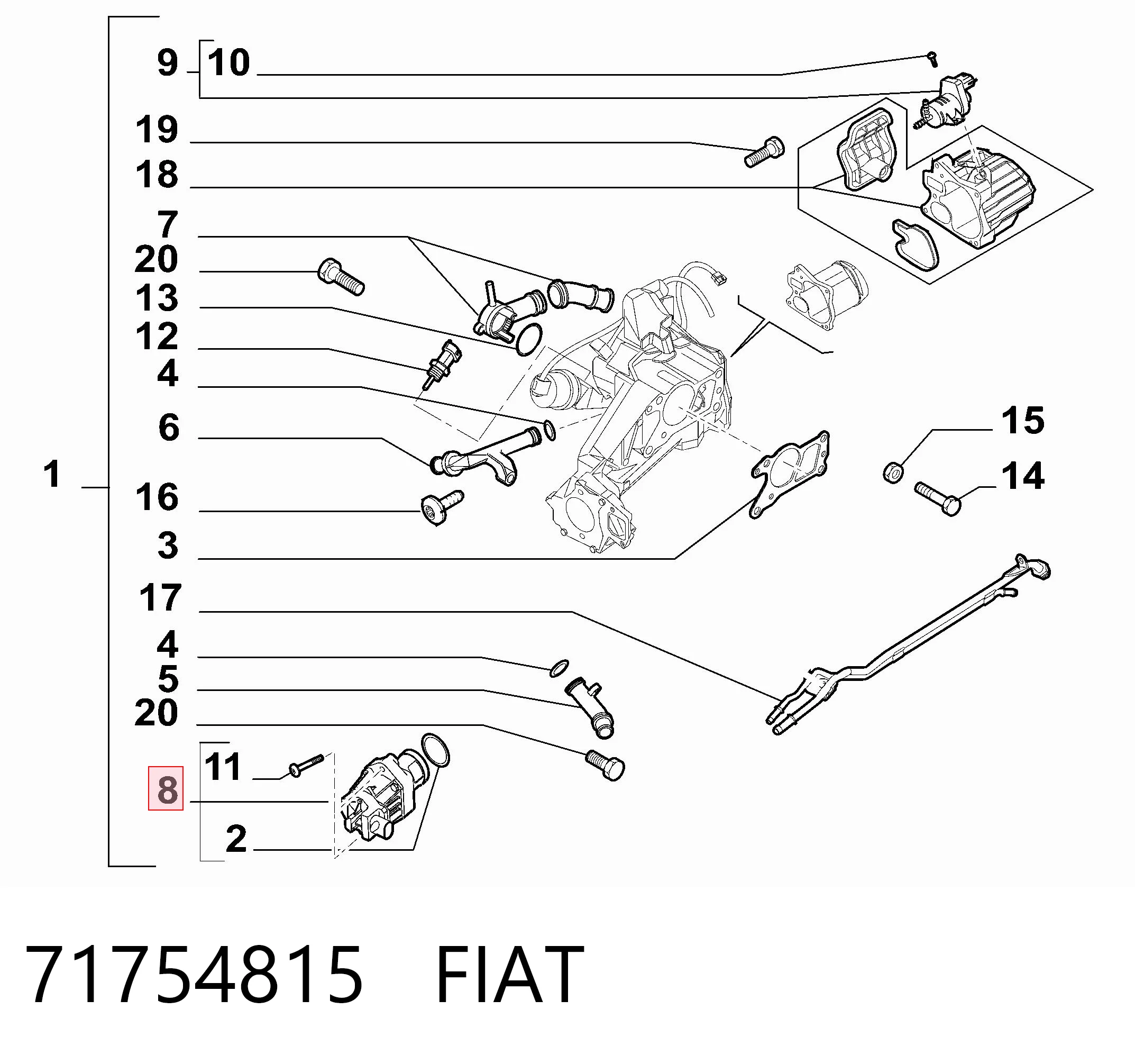 71754815 Fiat/Alfa/Lancia Клапан рециркуляції відпрацьованих газів EGR