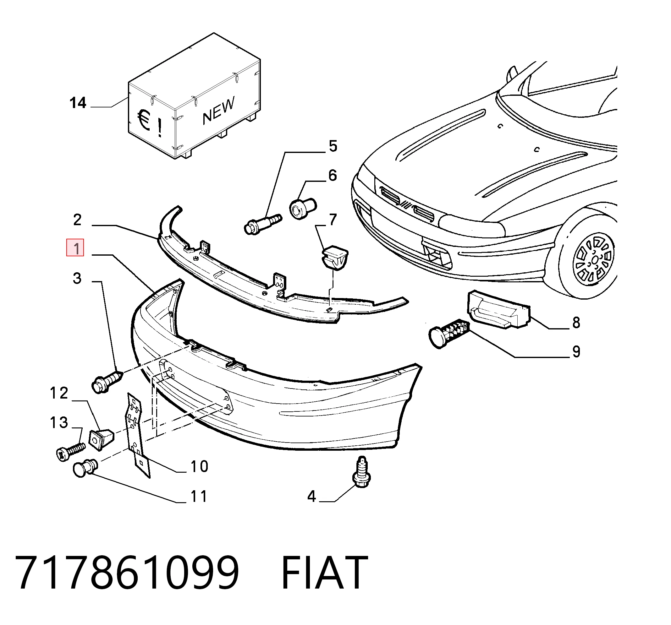 Бампер передній в зборі на Fiat Bravo I 182