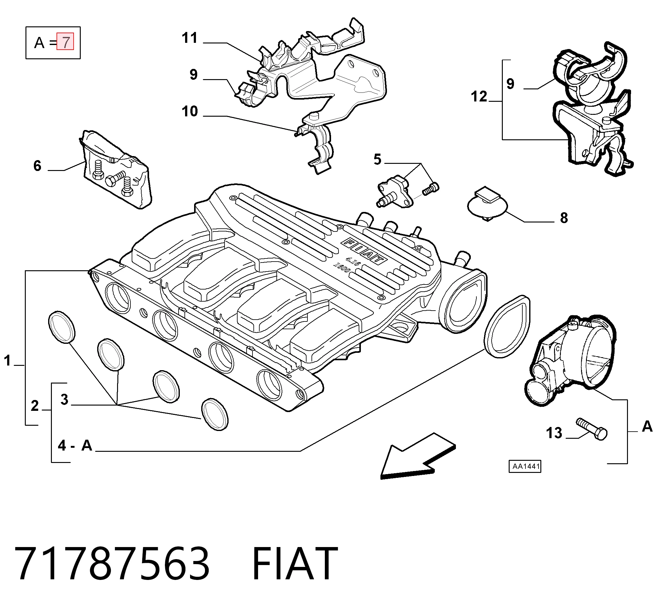 71787563 Fiat/Alfa/Lancia Дросільна заслінка в зборі