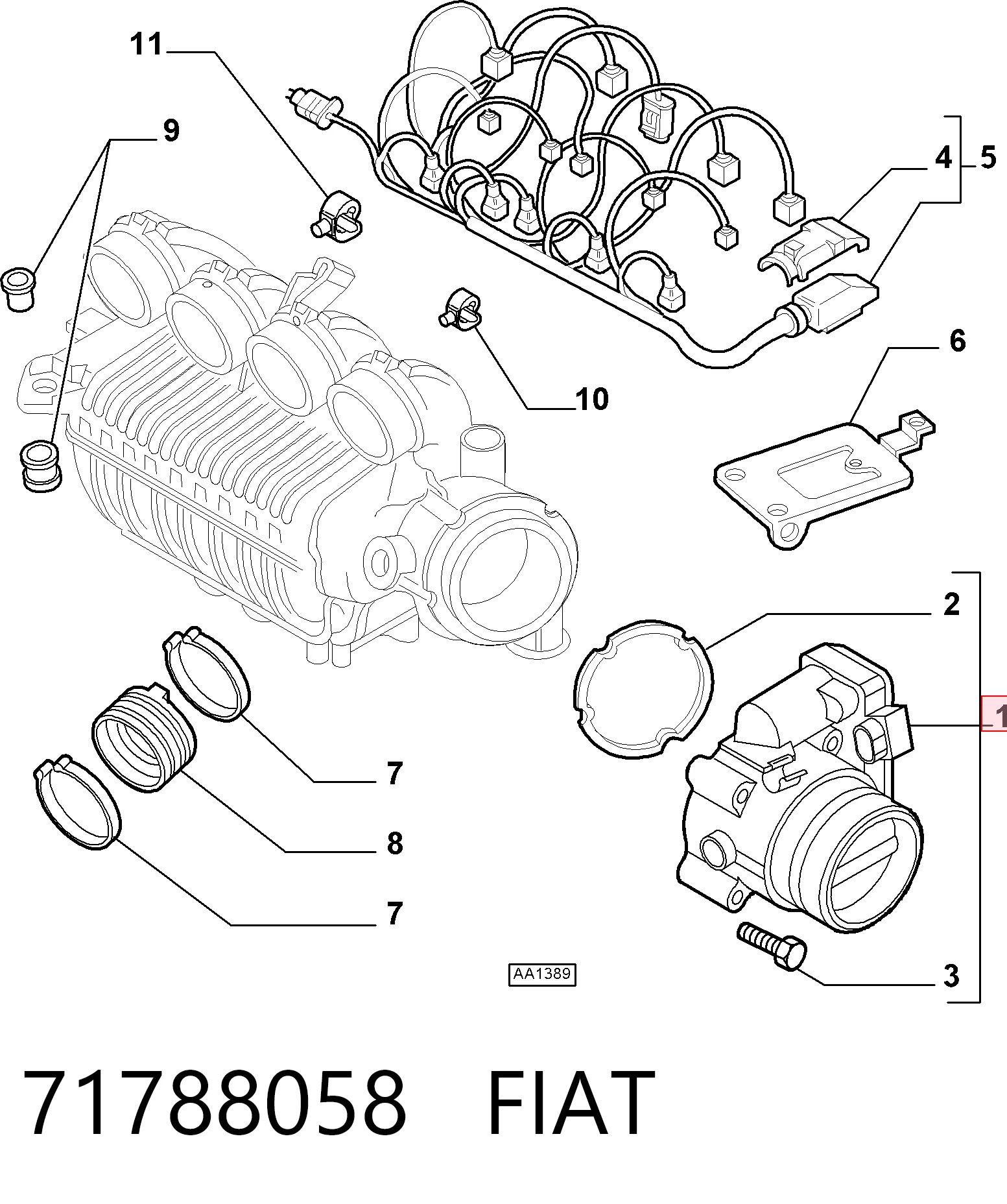 Блок дросельної заслінки Alfa Romeo 156 седан (932) (1997 - 2005) ціна, від 28.25 USD