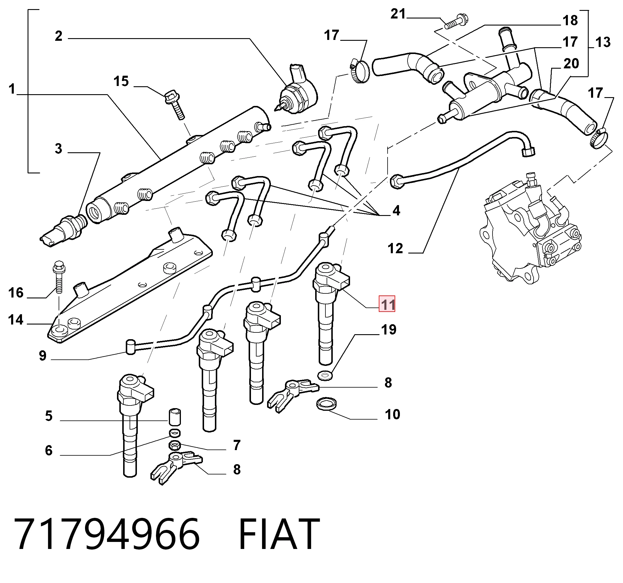 71794966 Fiat/Alfa/Lancia Форсунка вприску палива