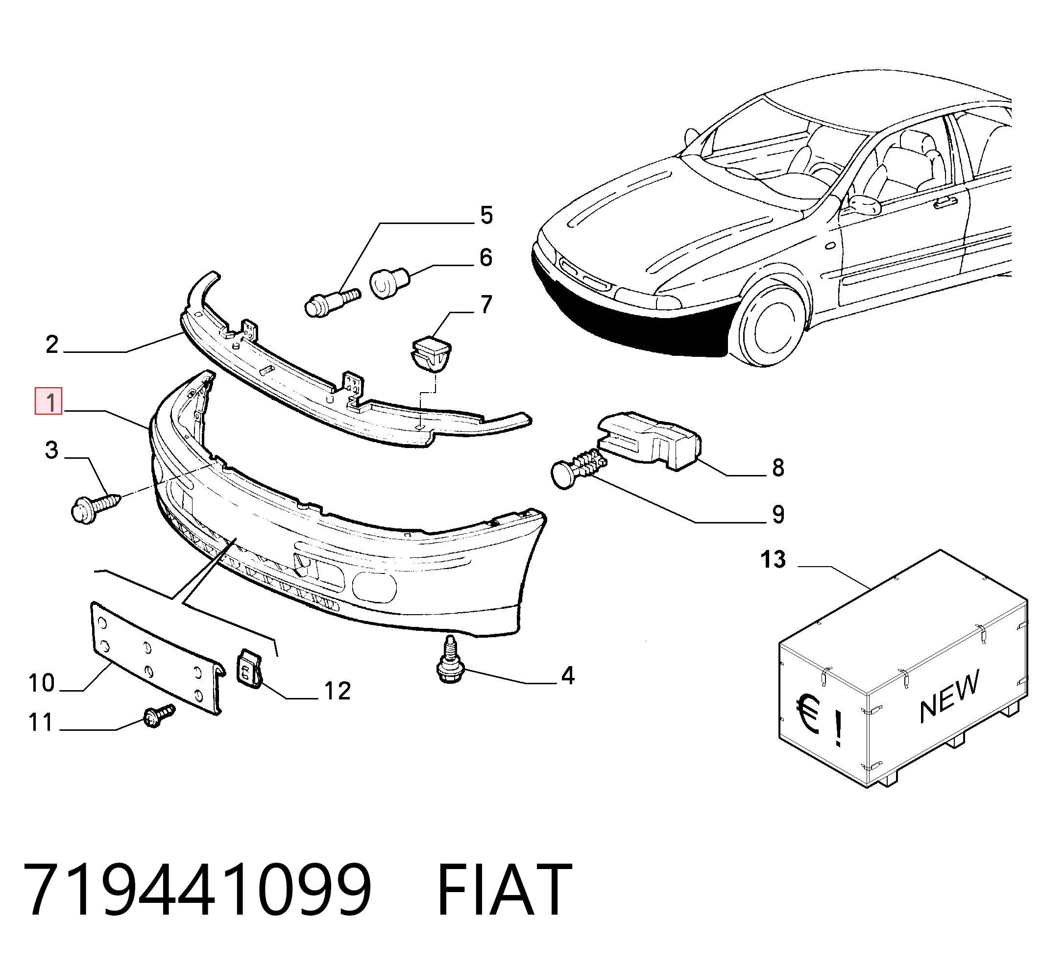 Бампер передній в зборі на Fiat Marea  185