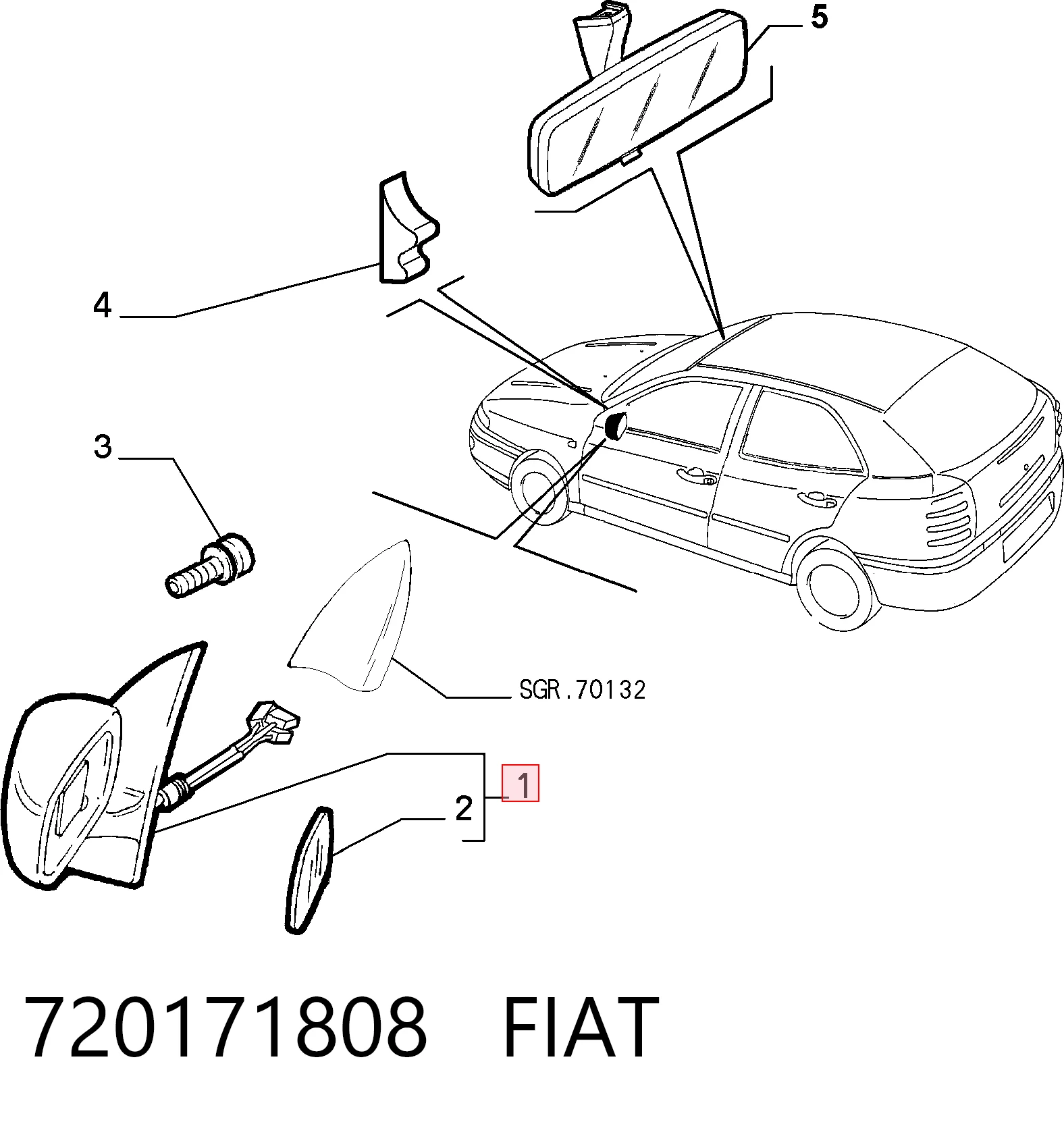Праве бічне дзеркало Fiat Brava хетчбек (182) (1995 - 2001) ціна, від 50.49 USD