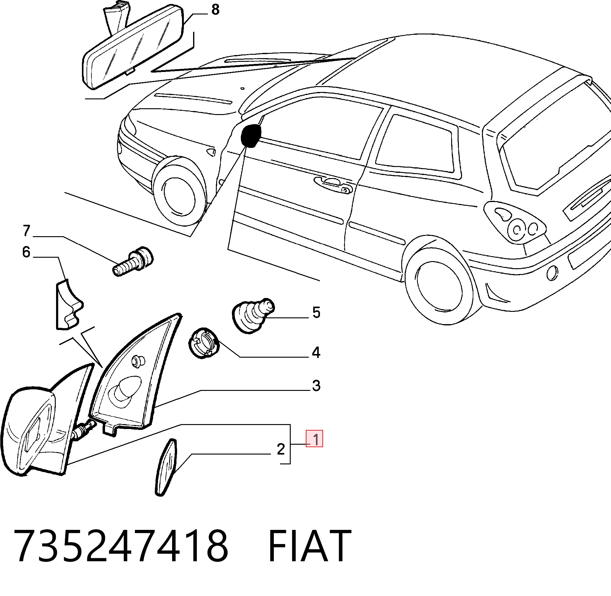 Купити Дзеркало праве Fiat Bravo I 182