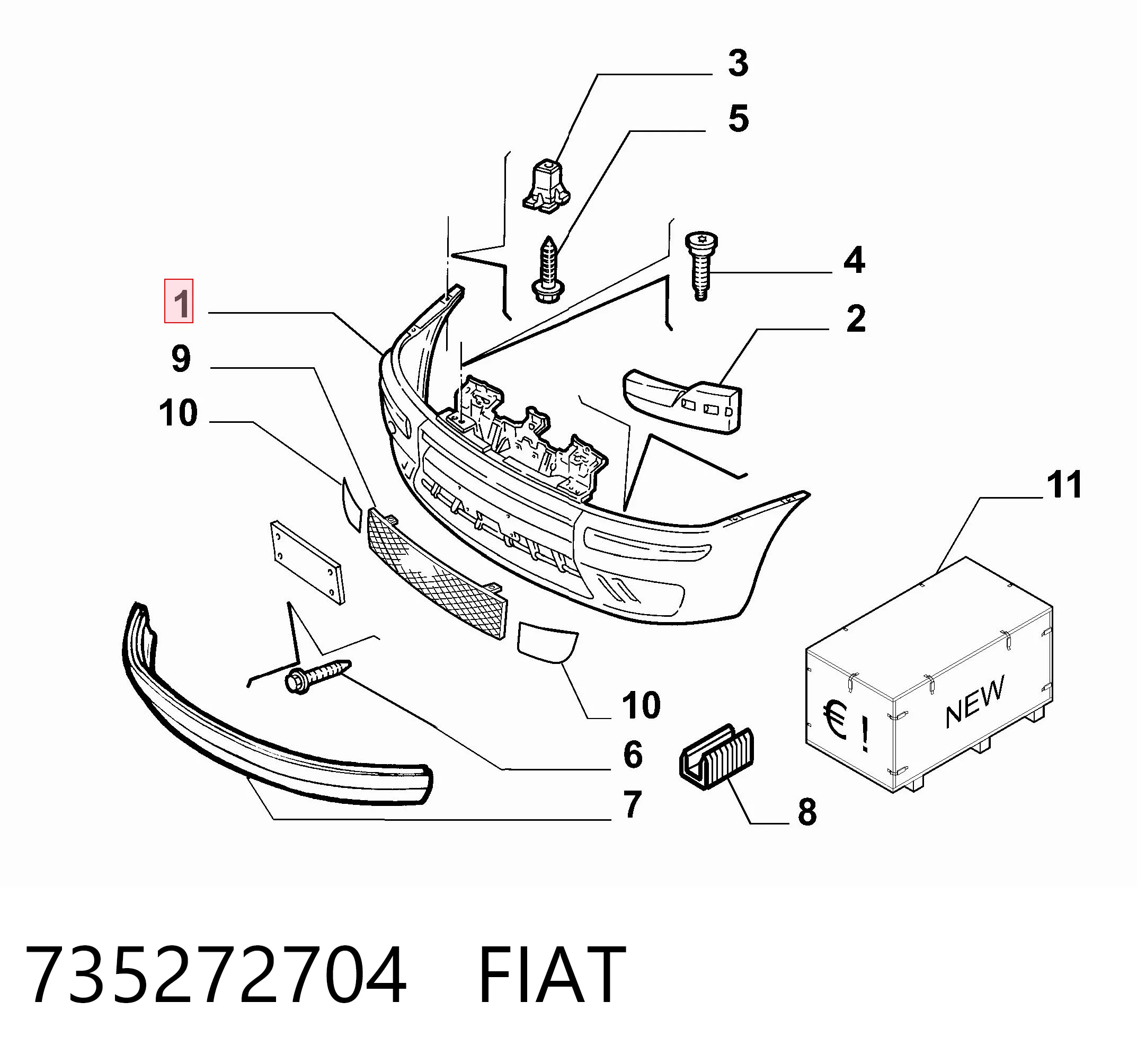  Передній бампер Fiat Punto 2