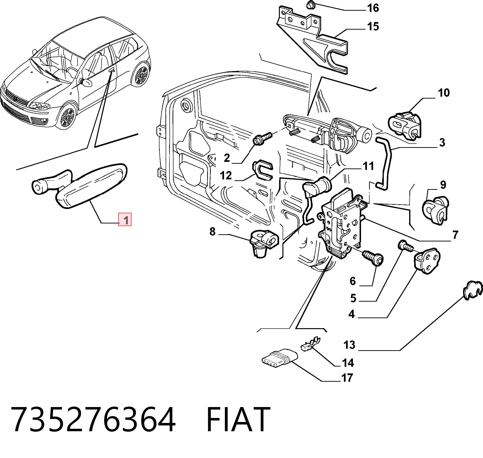 MMS0070 Magneti Marelli Ручка передніх дверей зовнішня, права