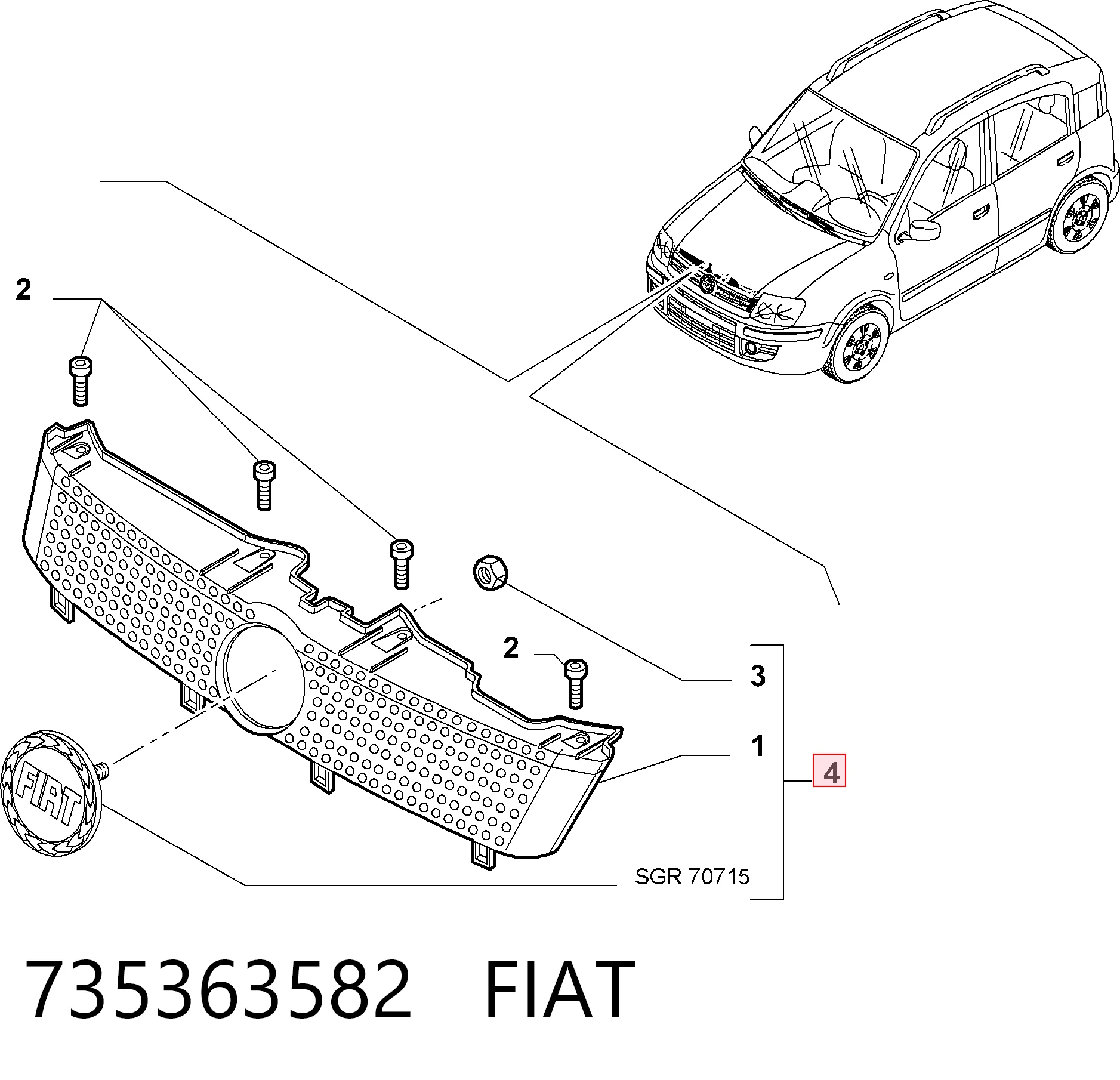 Облицювання радіатора Fiat Panda II хетчбек (169A) (2003 - 2013) ціна, від 24.73 USD