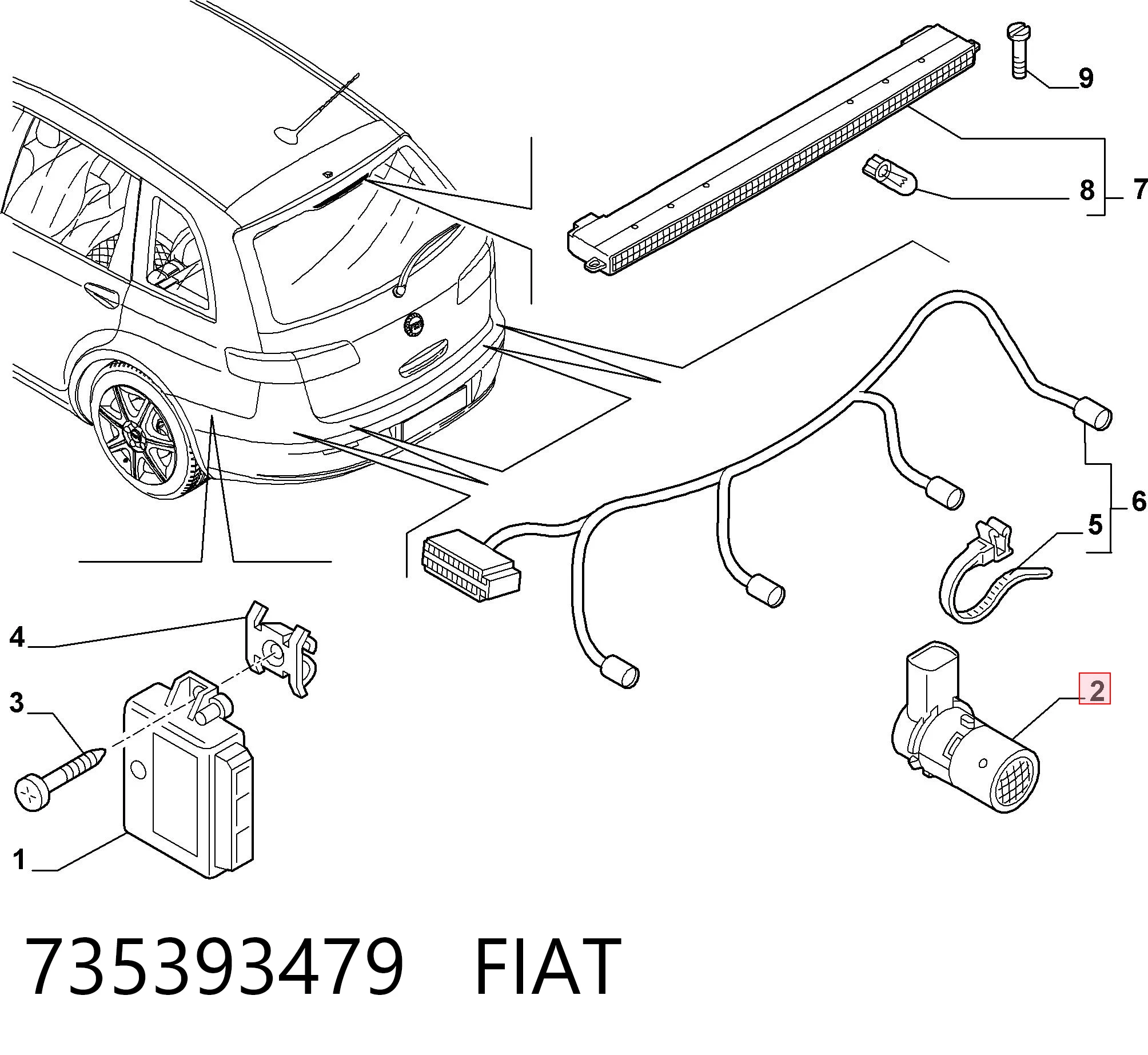 735393479 Fiat/Alfa/Lancia Датчик сигналізації парковки (парктронік), задній