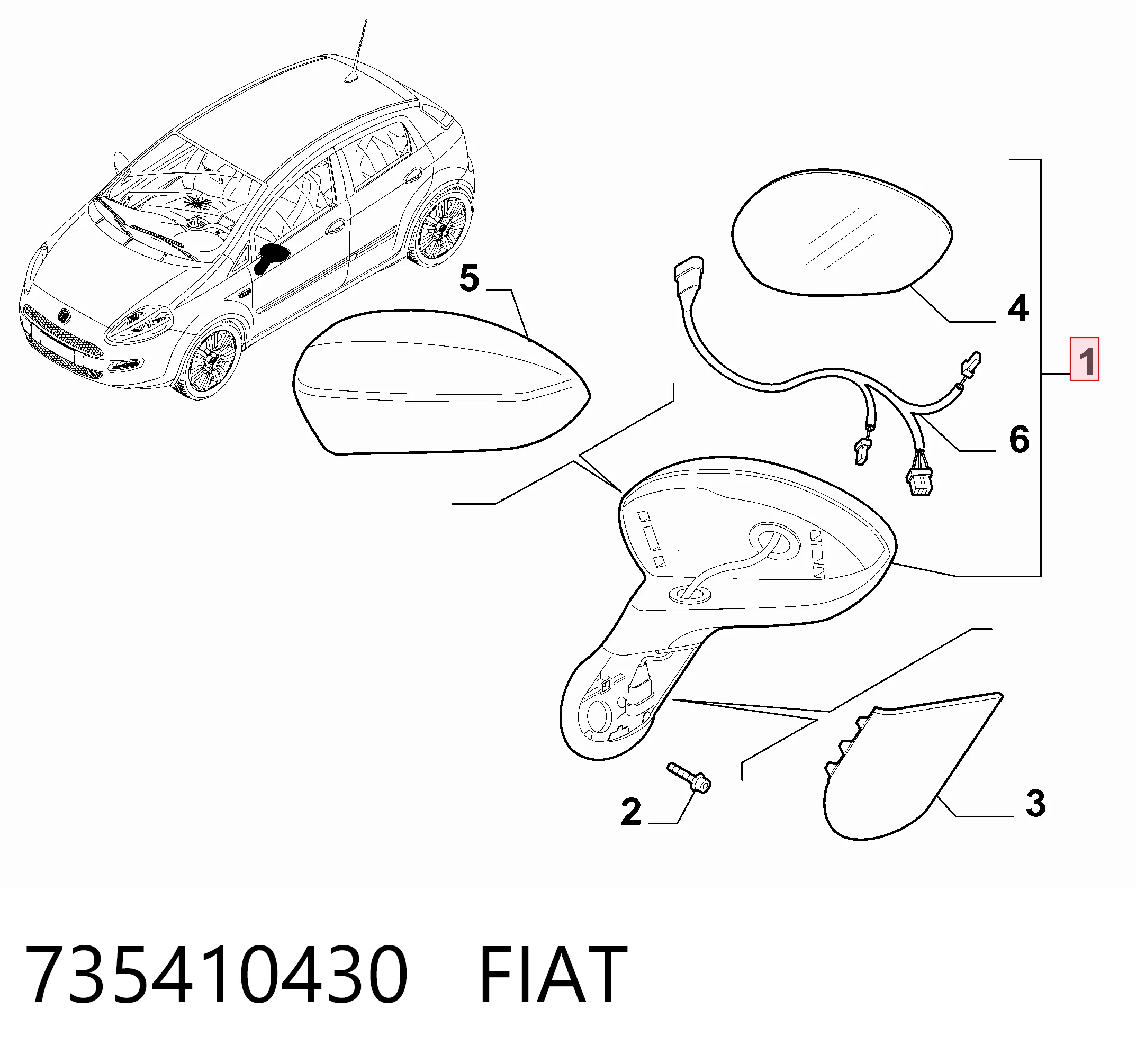Купити Дзеркало праве Fiat Punto GRAND 199