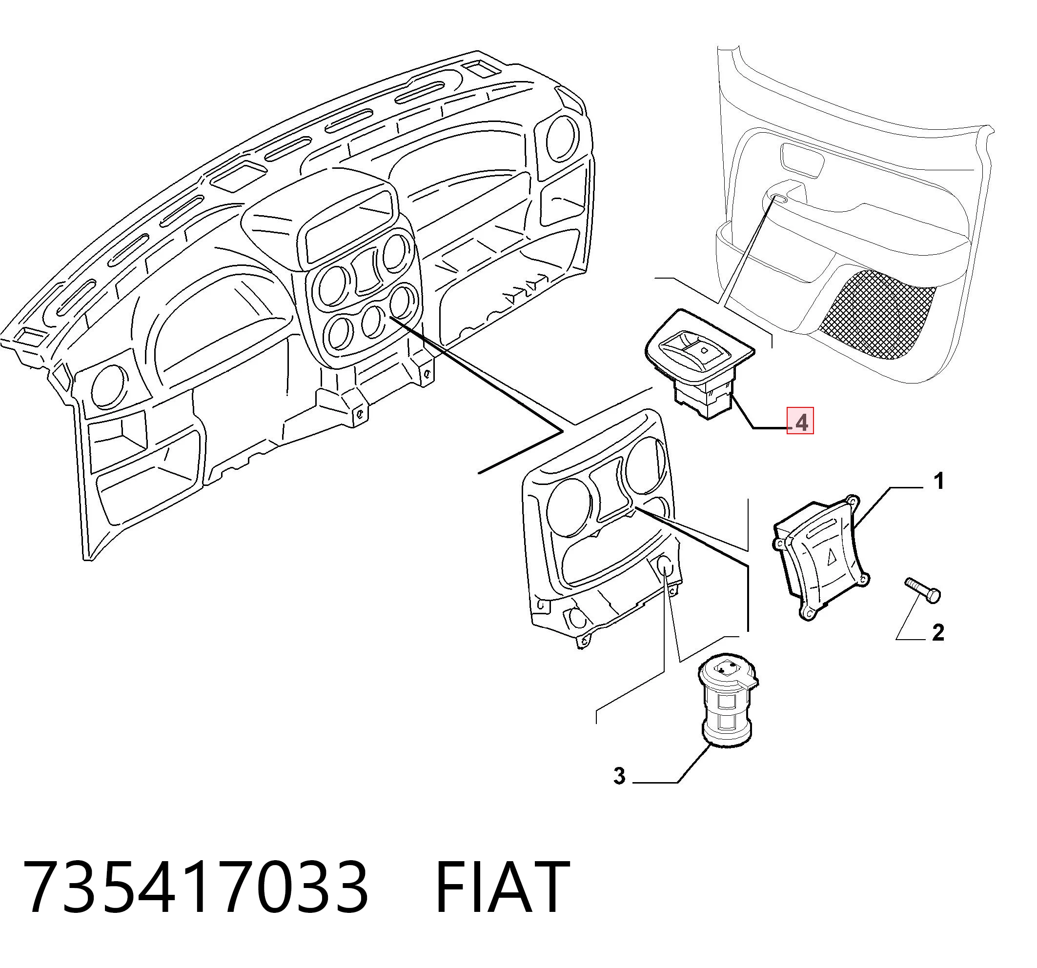 735417033 Fiat/Alfa/Lancia Кнопки переднього лівого склопід'ємника