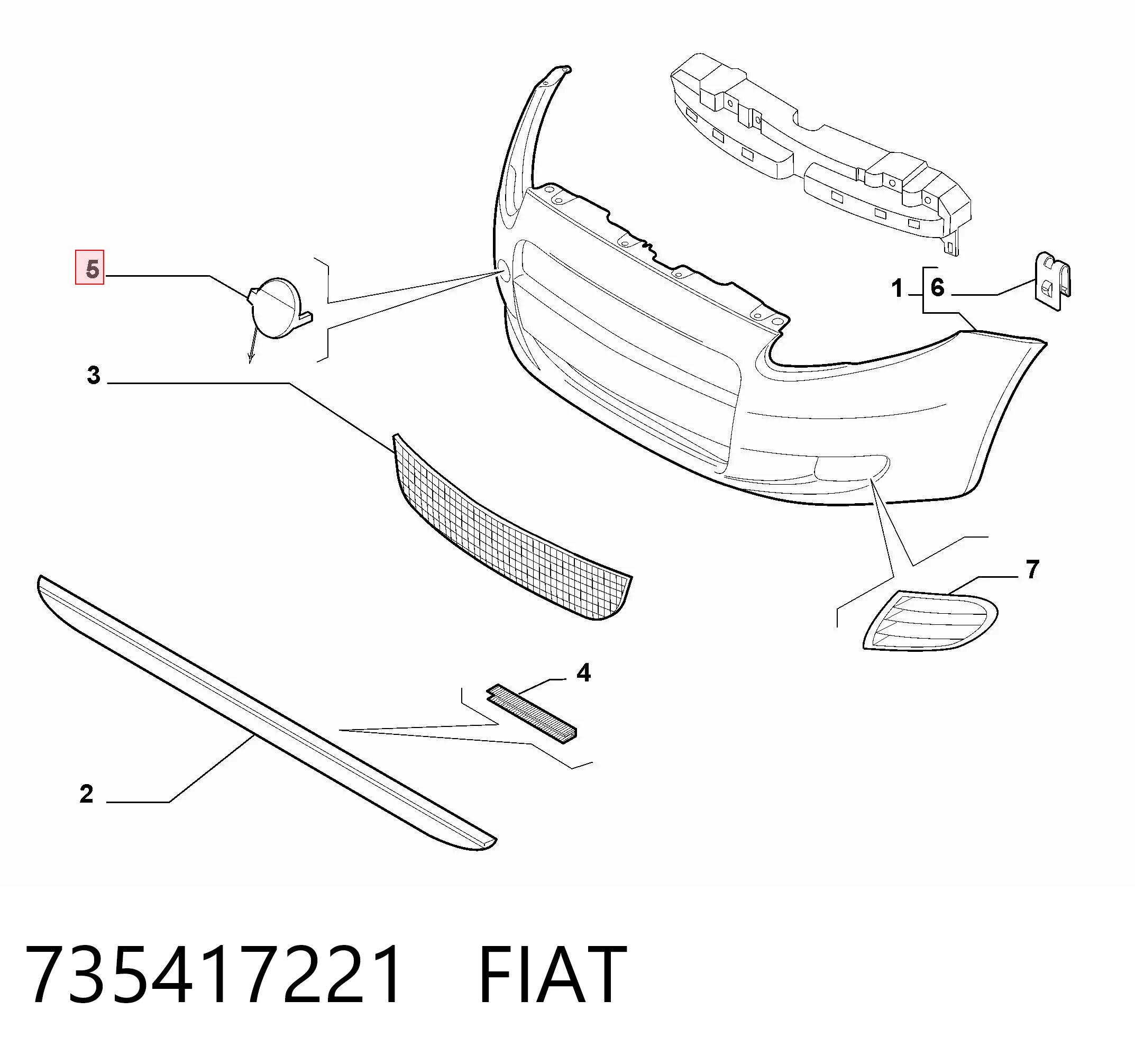 Заглушка бампера буксирувального гака, передня Fiat Punto GRAND хетчбек (199) (2005 - 2018) ціна, від 12.17 USD
