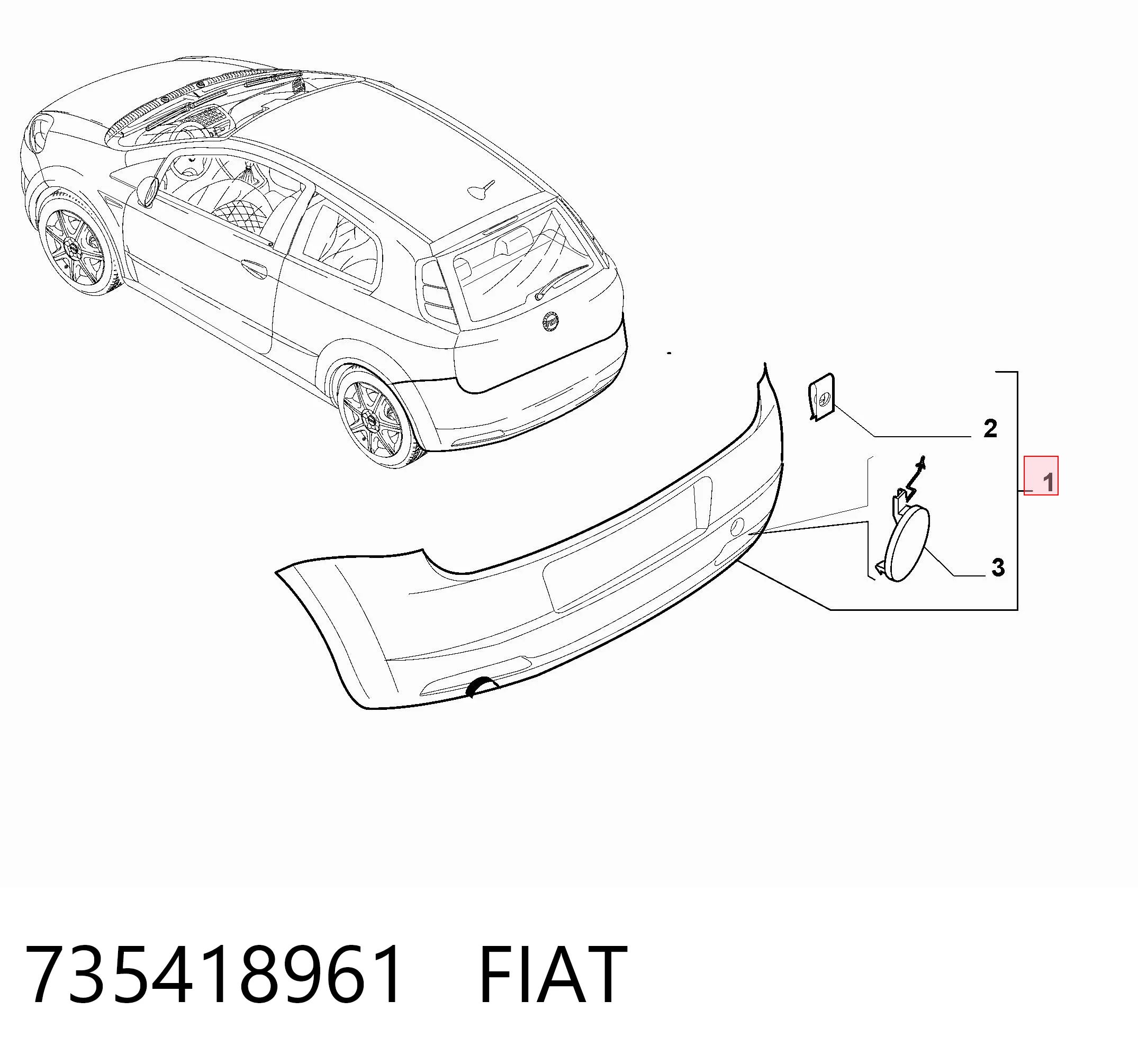  Задній бампер Fiat Punto 