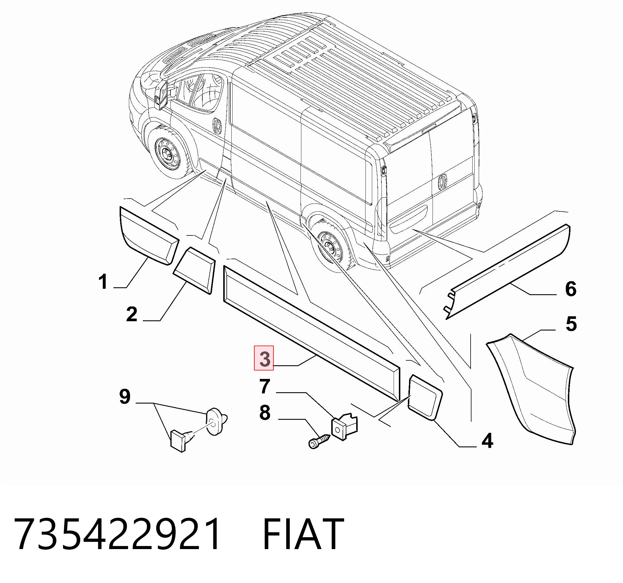 Купити 735422921 Chrysler Молдинг бічний (зсувний) двері
