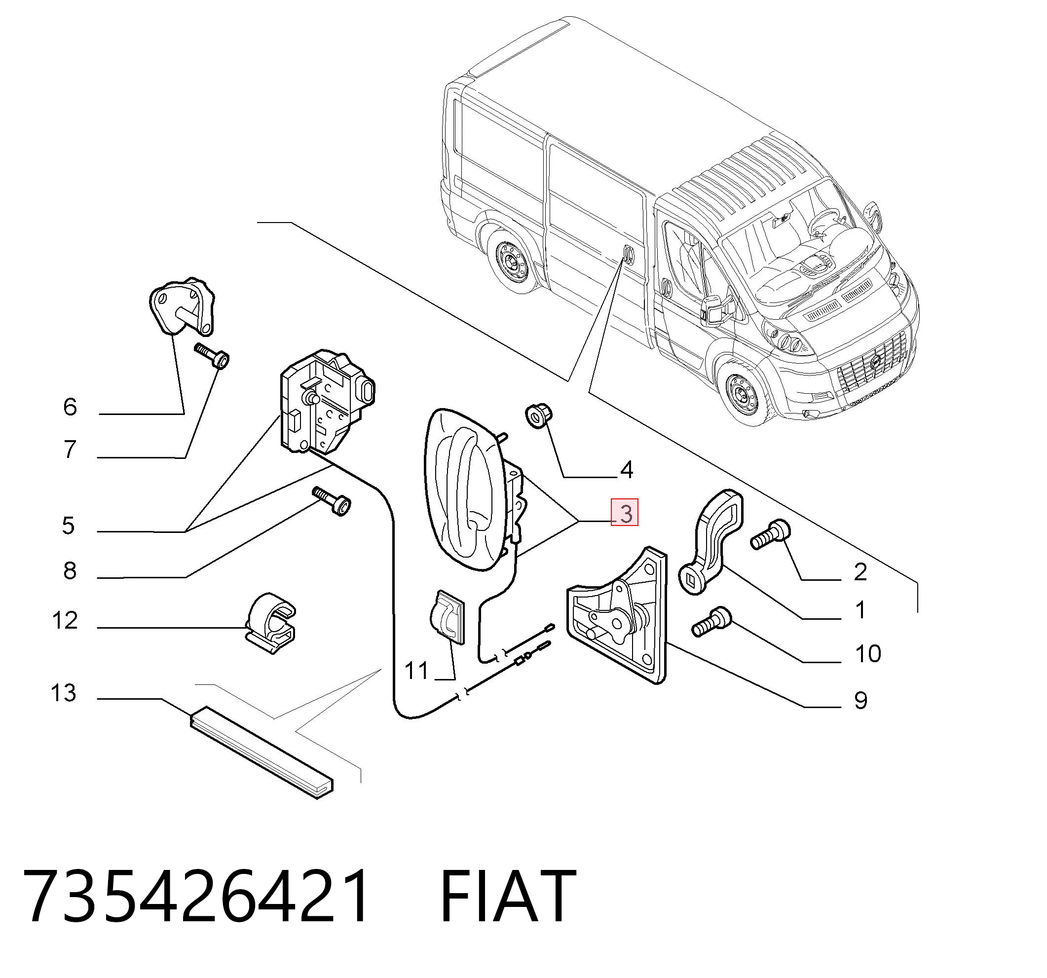 735426421 Fiat/Alfa/Lancia Ручка двері бічної/зсувної зовнішня
