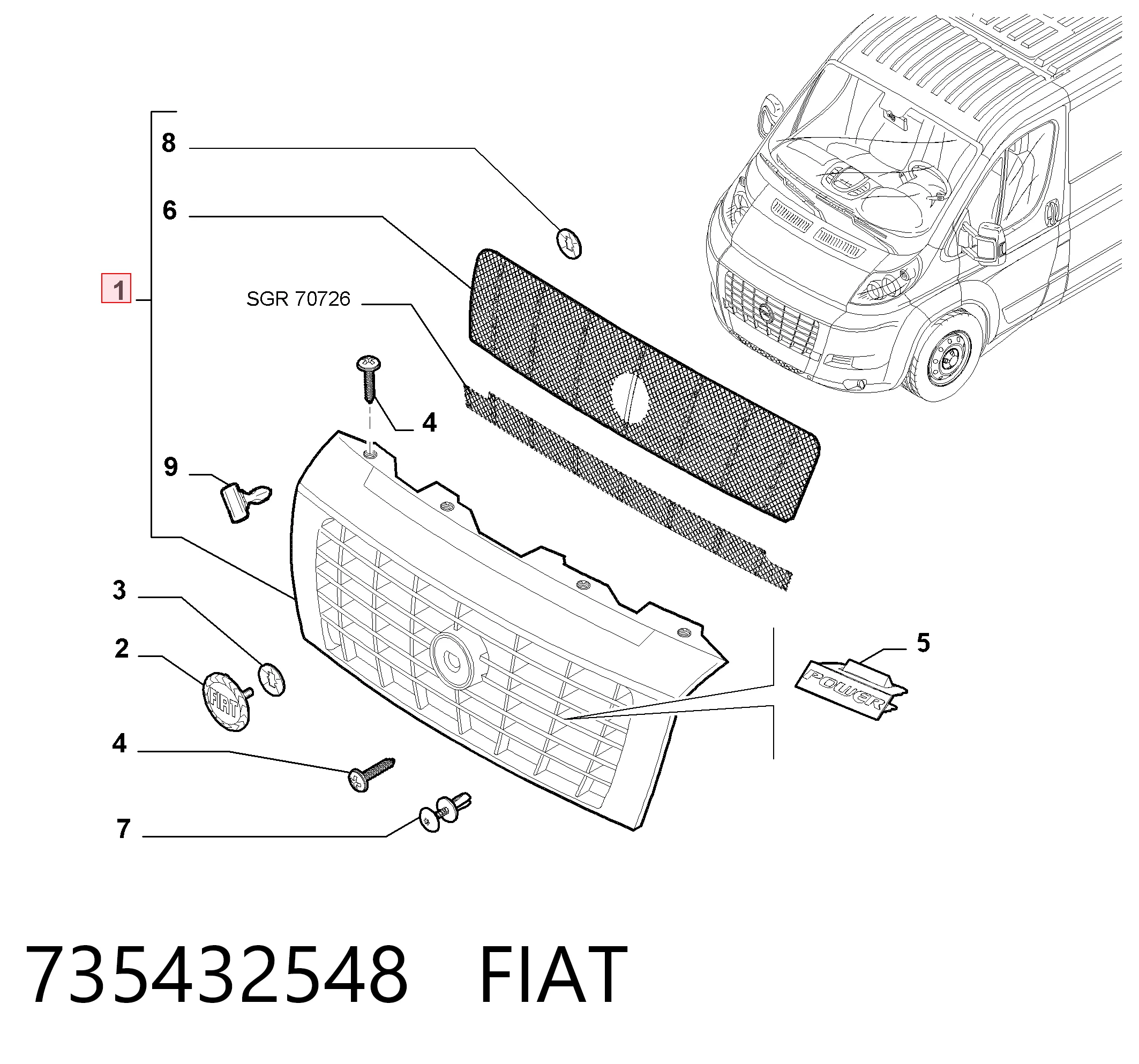 Облицювання радіатора Fiat Ducato III фургон (250) (2006 - 2026) ціна, від 52.94 USD