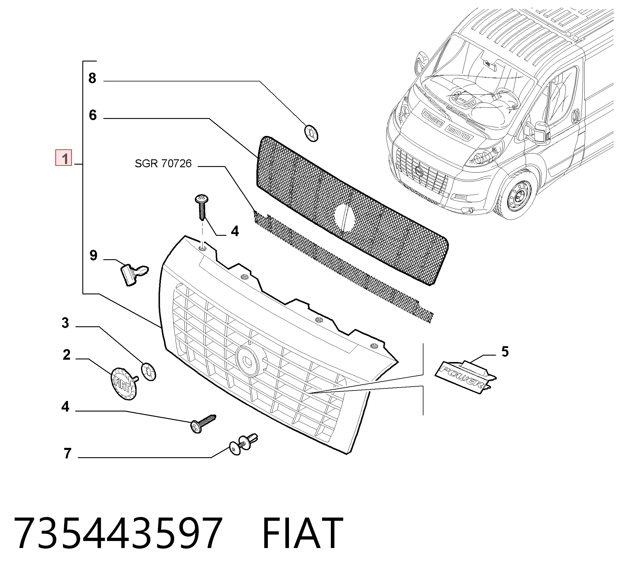 Купити Решітка радіатора Fiat Ducato III 250