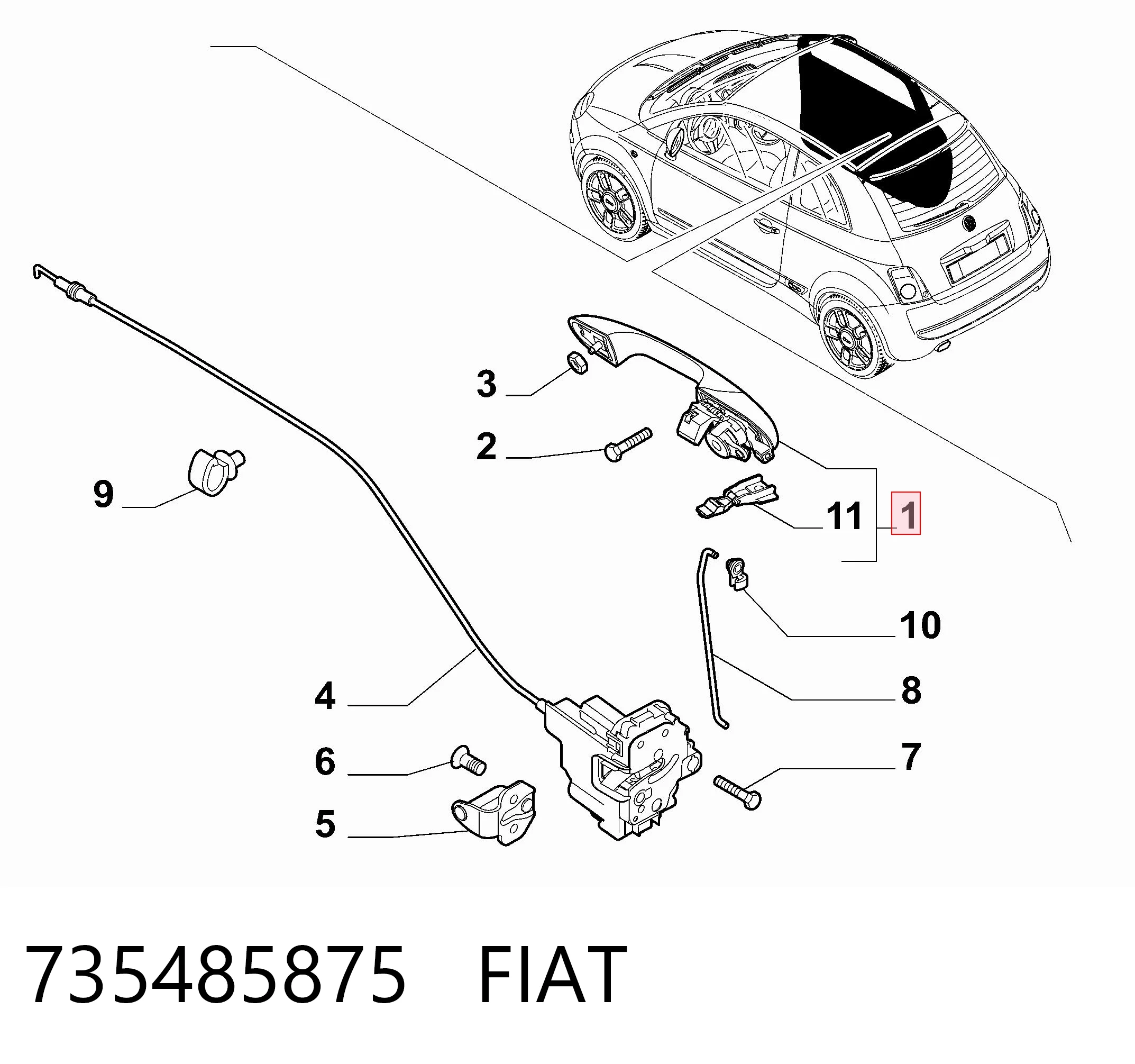735485875 Fiat/Alfa/Lancia Ручка передньої двері зовнішня ліва