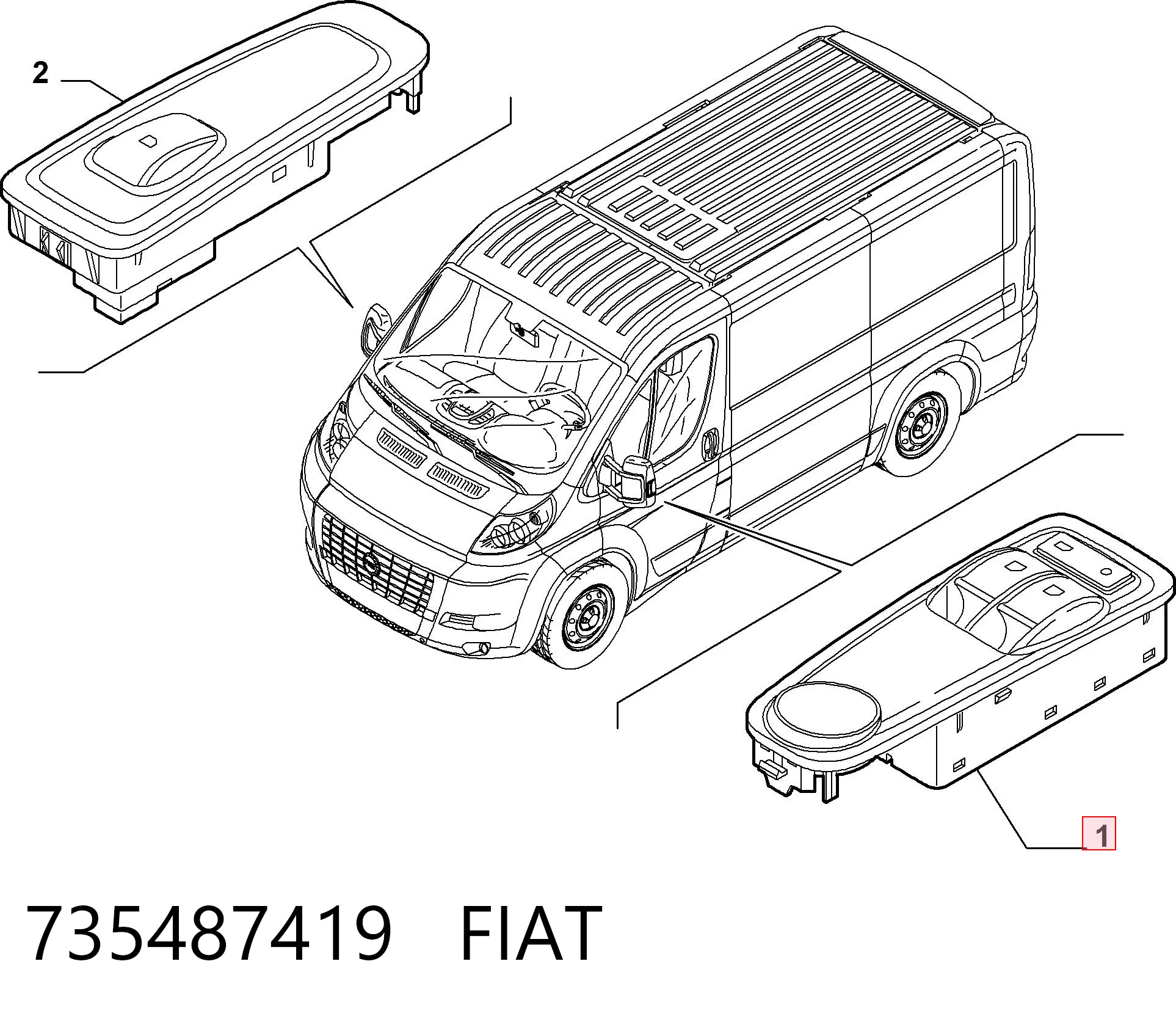 735487419 Fiat/Alfa/Lancia Кнопки переднього лівого склопід'ємника