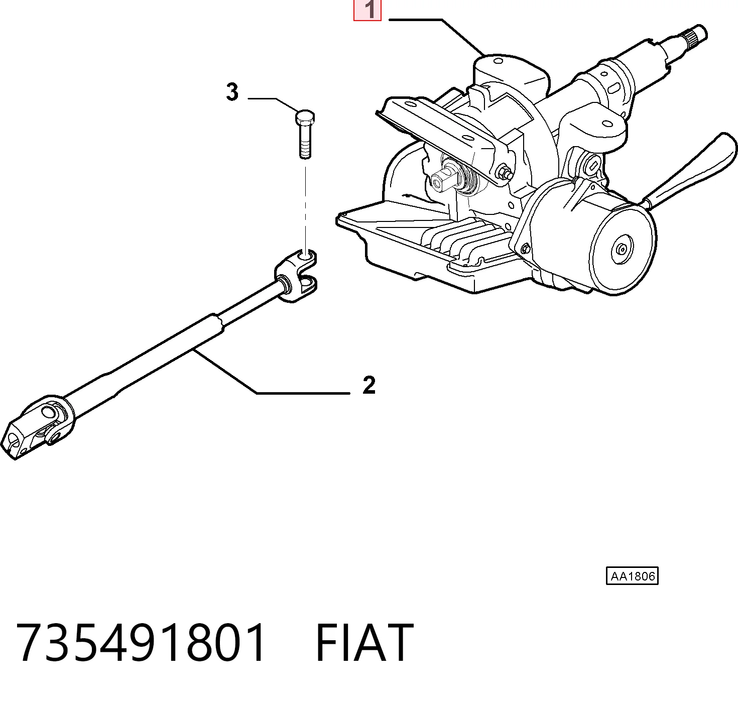 Колонка рульового управління на Fiat 500  312