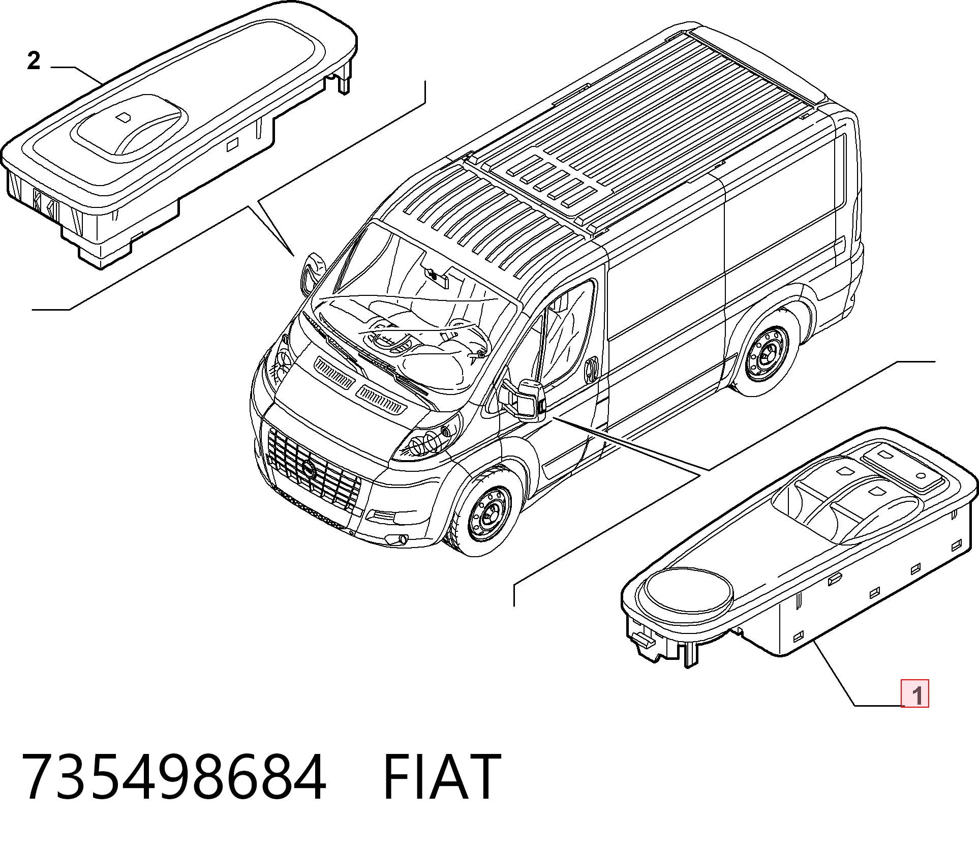 735498684 Fiat/Alfa/Lancia Кнопки переднього лівого склопід'ємника
