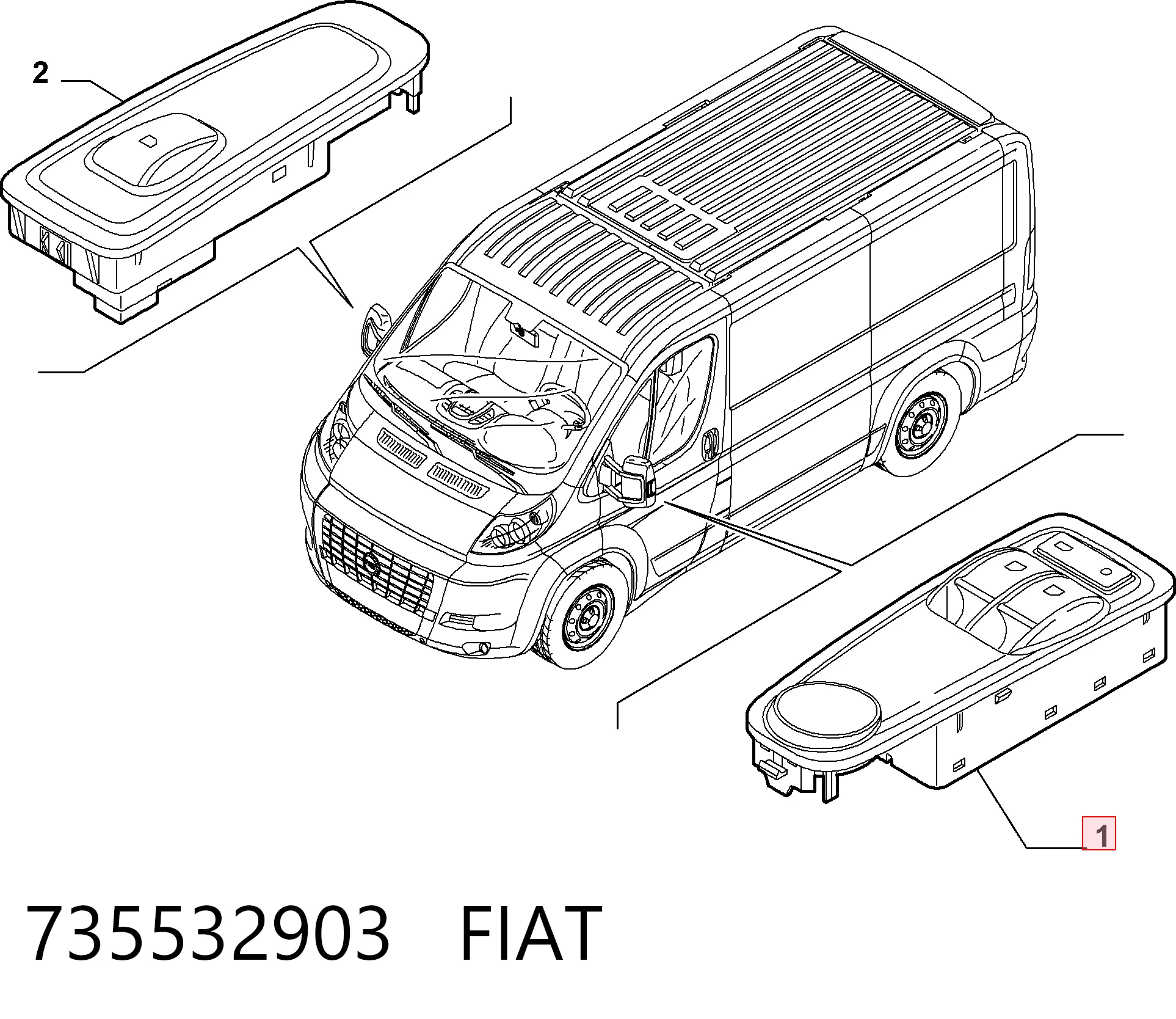 735532903 Fiat/Alfa/Lancia Кнопки переднього лівого склопід'ємника