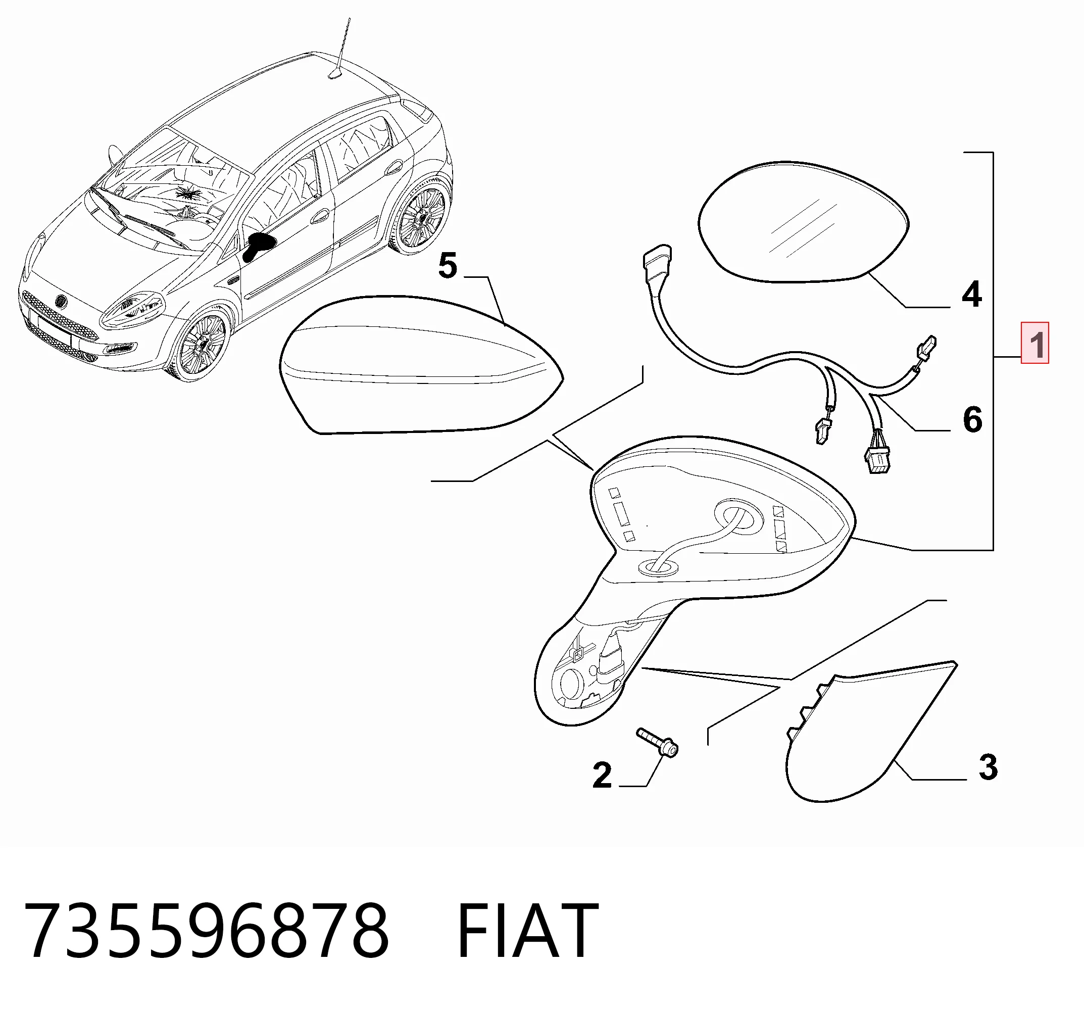 Купити 735539385 Ford Бічне дзеркало заднього виду ліве