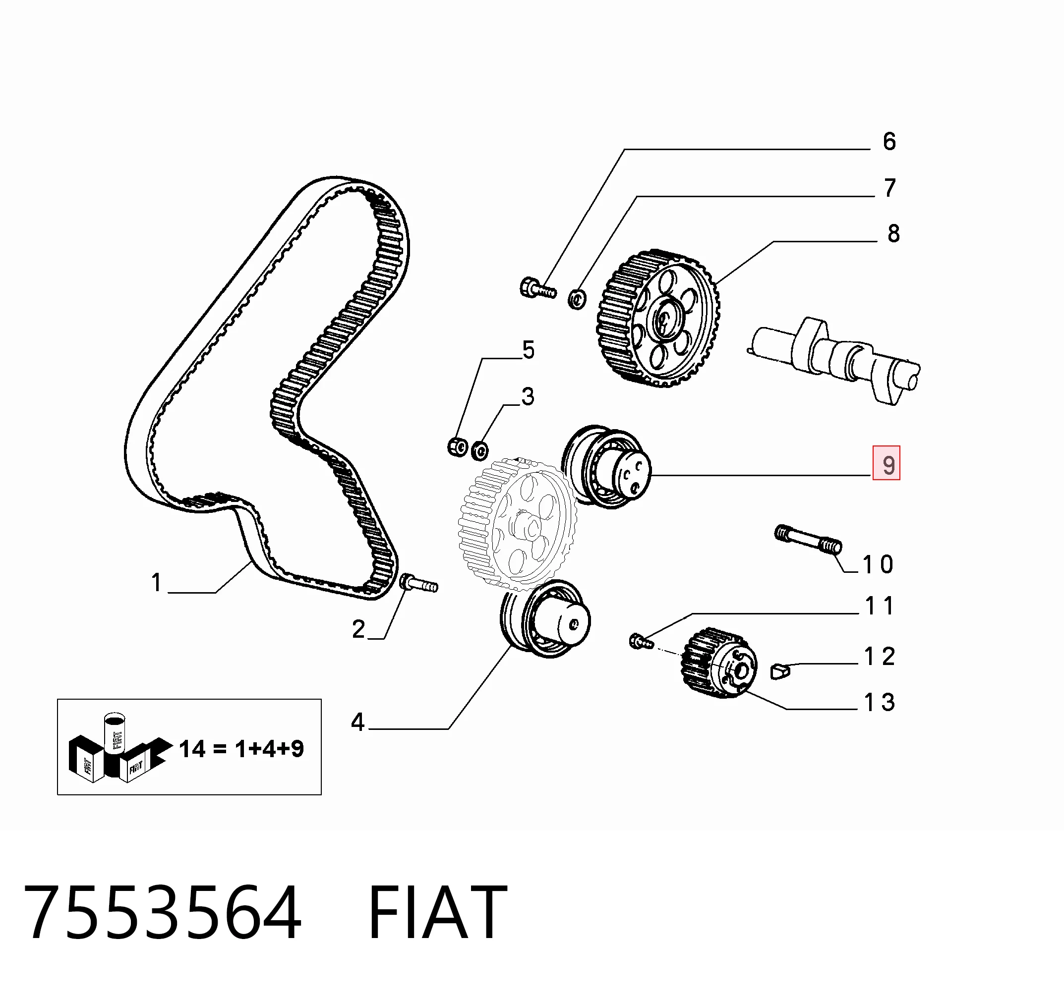 Ролик натягувач на Fiat Punto I 176