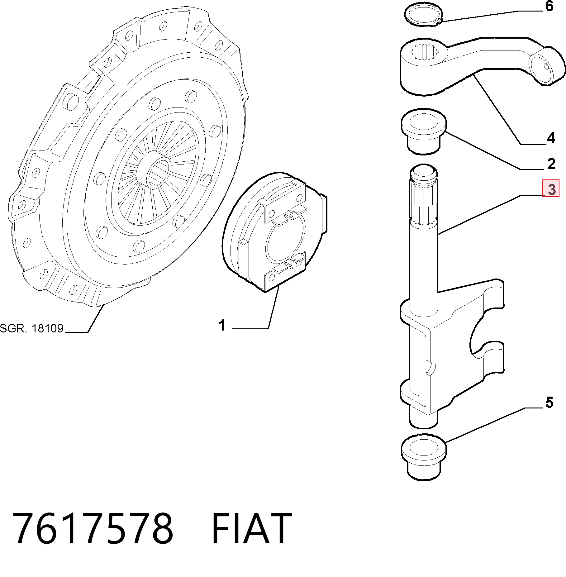 7617578 Fiat/Alfa/Lancia Вилка зчеплення