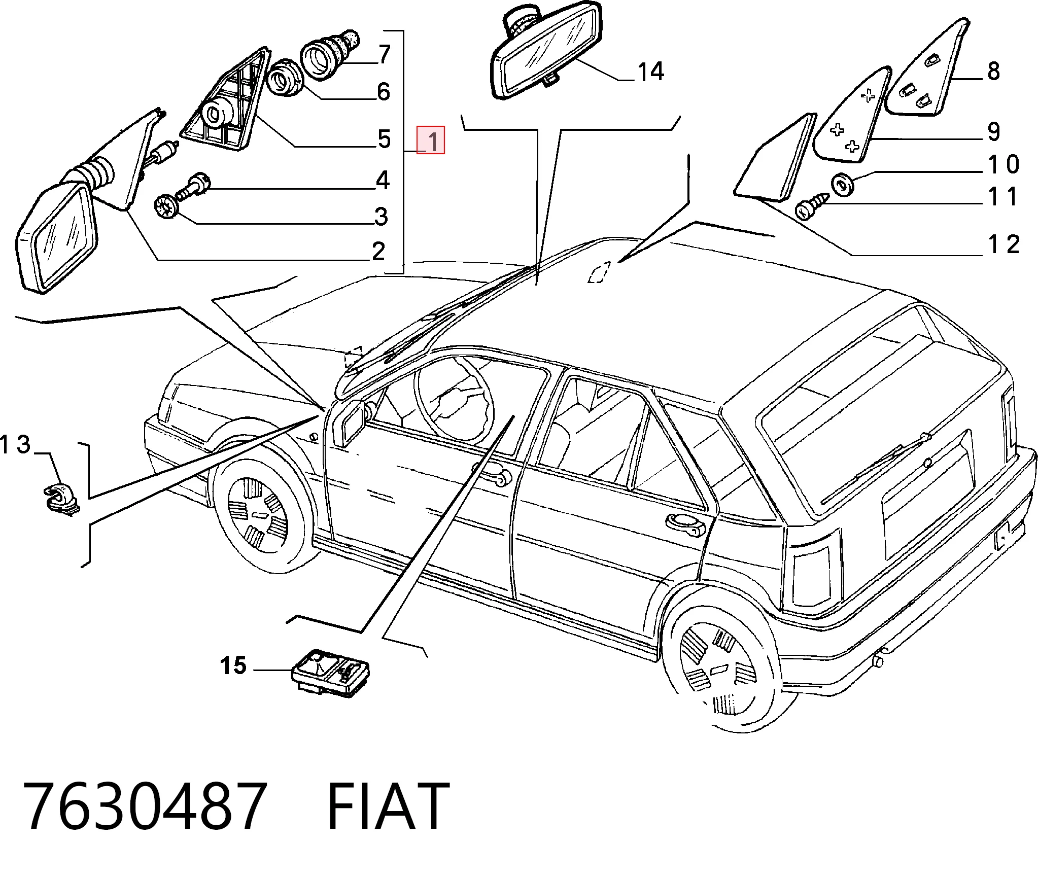 Праве бокове дзеркало Fiat Tempra 
