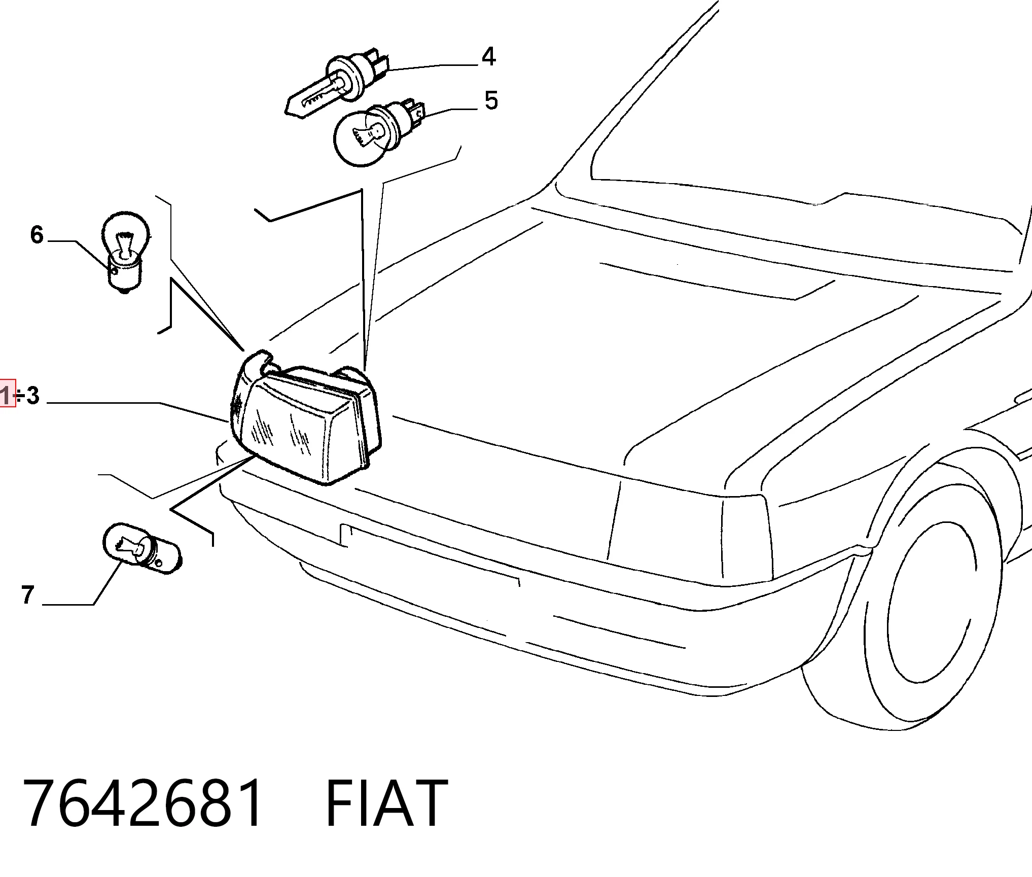 Основна фара - вставка на Fiat Uno  146A