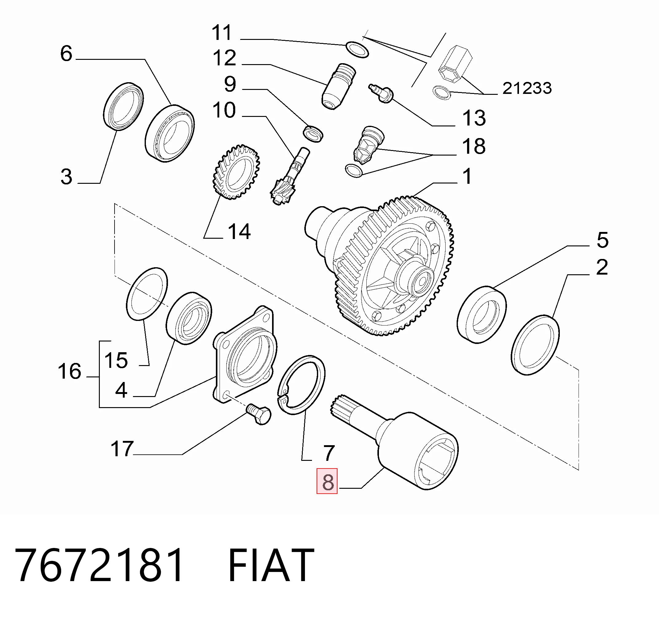 Граната внутрішня ліва на Fiat Punto I 176