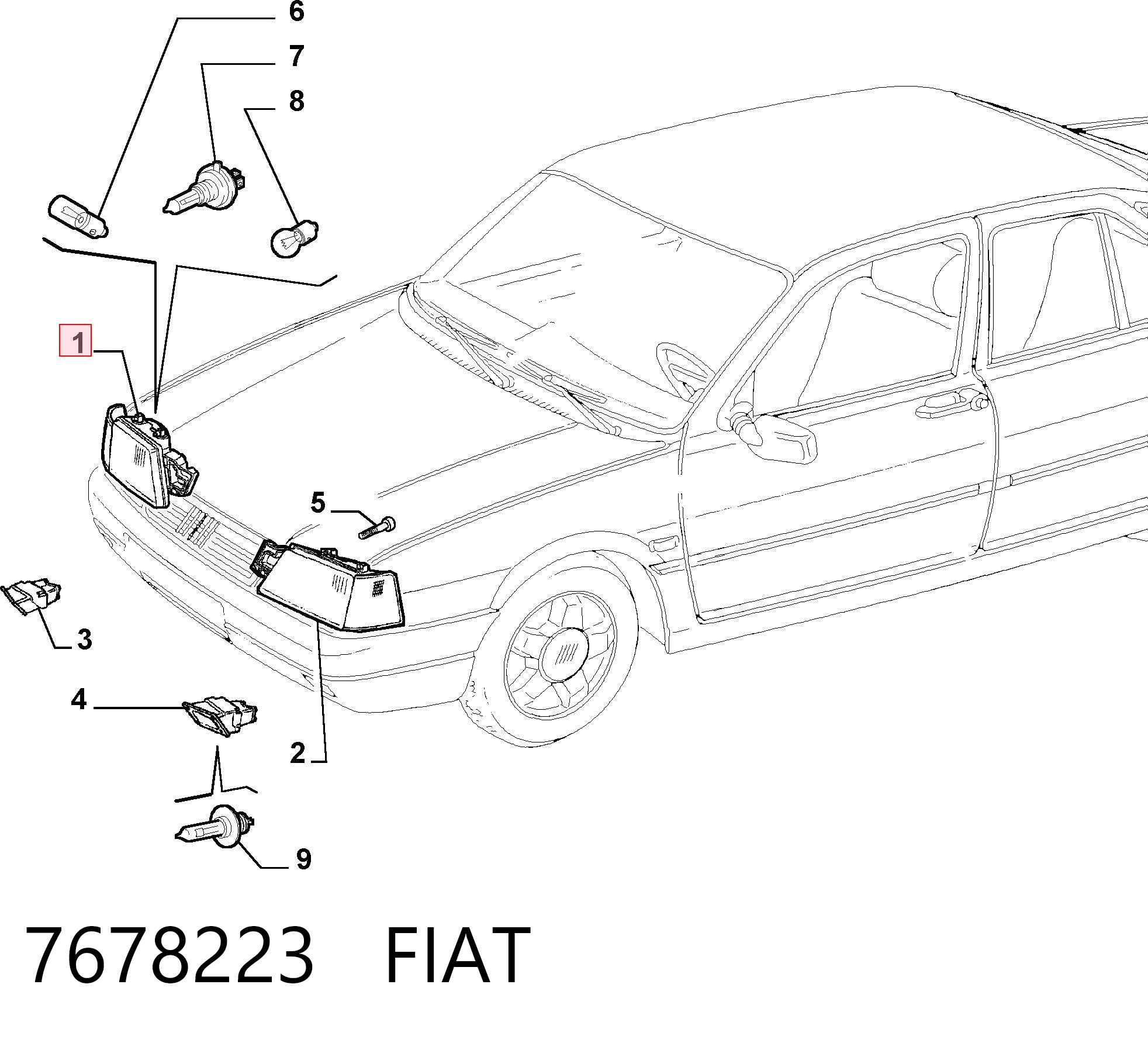 Фара правая на Fiat Tempra  159