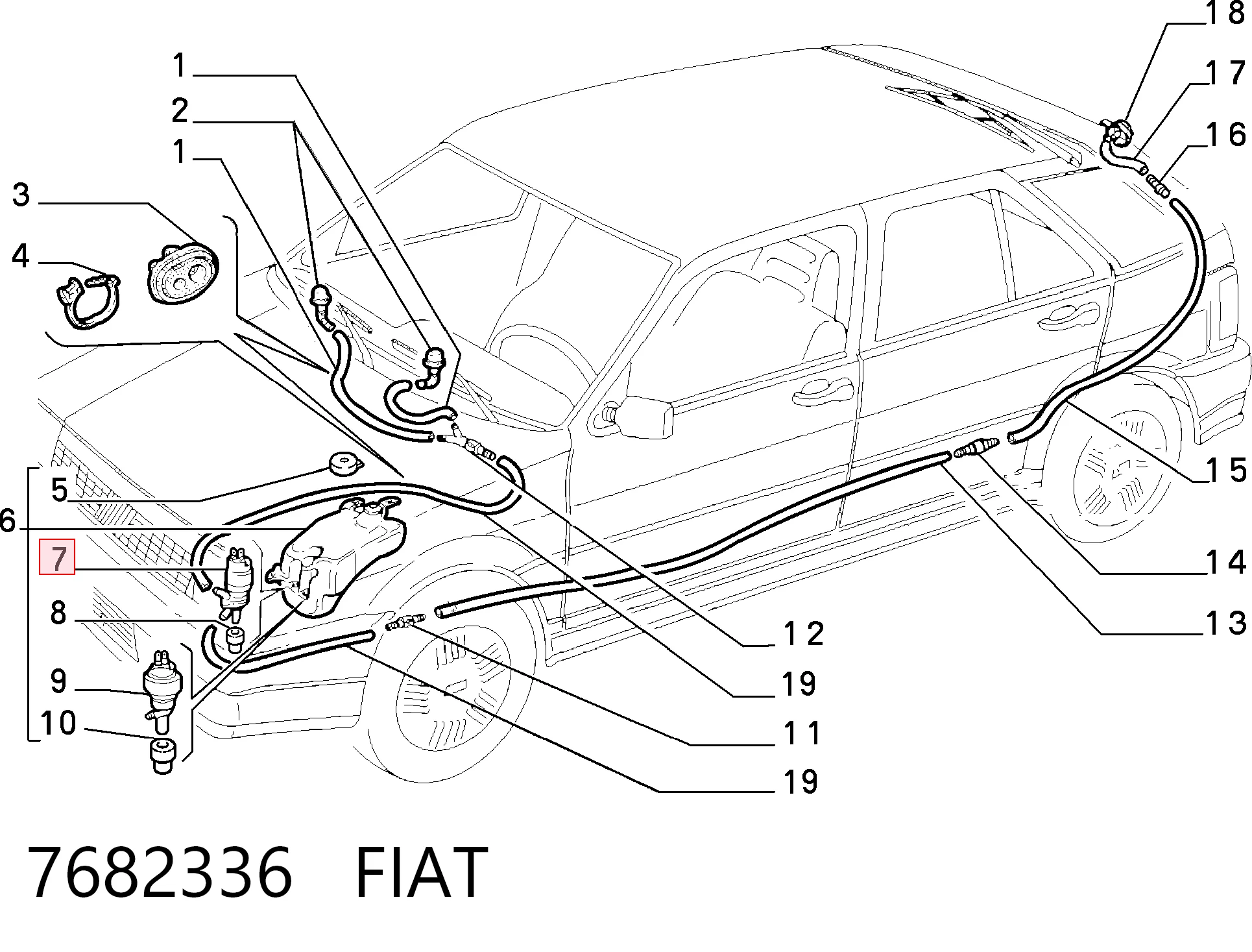 7682336 Fiat/Alfa/Lancia Помпа омивача скла передній/задній