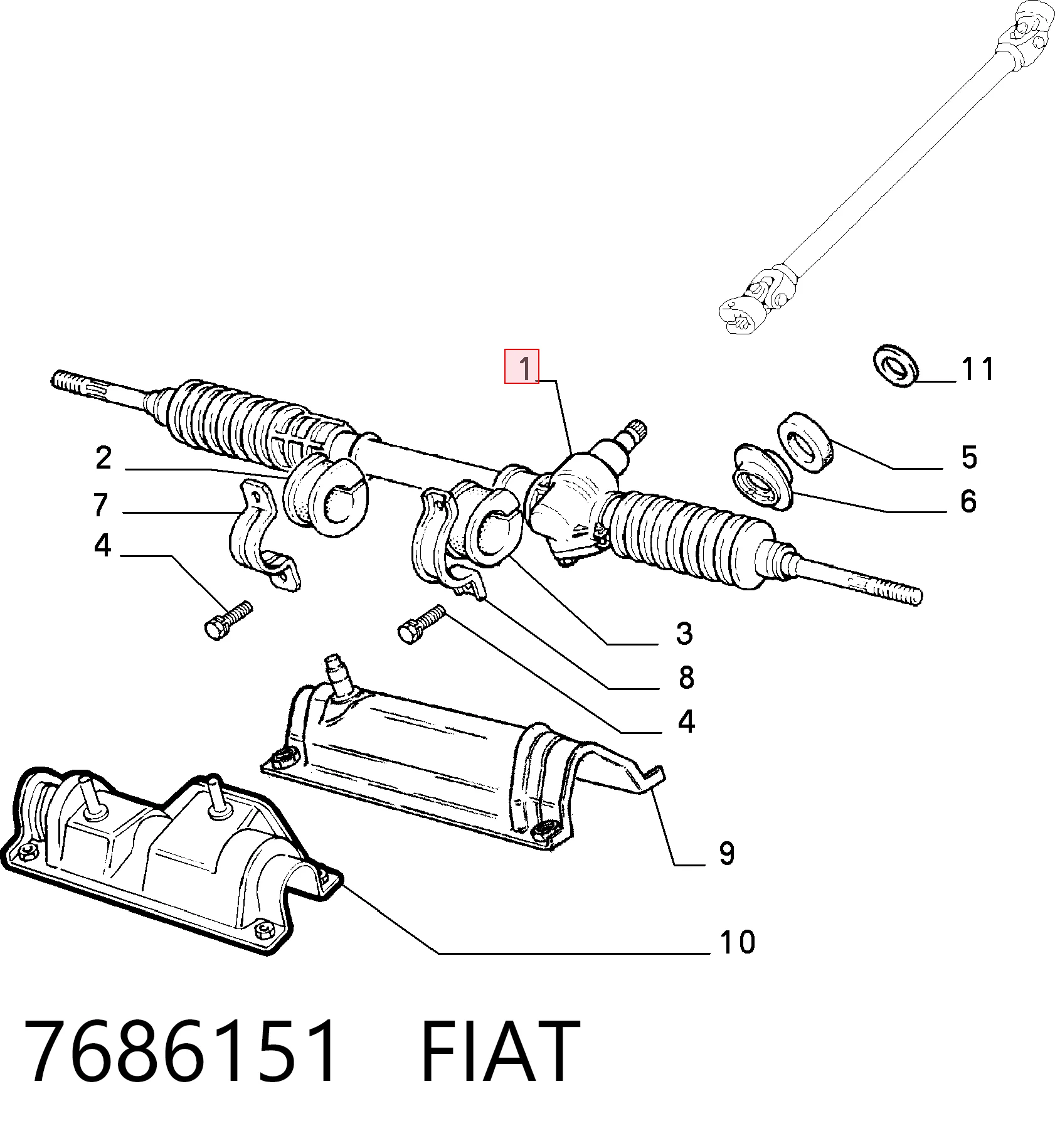 7686151 Fiat/Alfa/Lancia Рейковий рульовий механізм