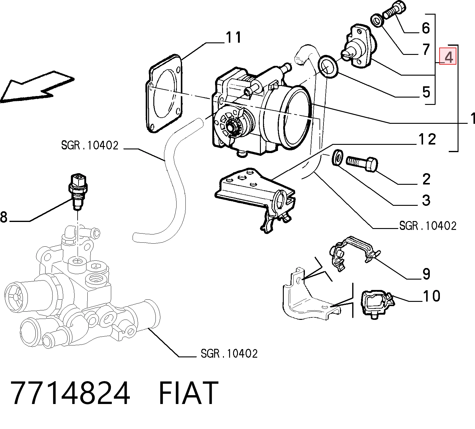 7714824 Fiat/Alfa/Lancia Датчик положення дросельної заслінки (потенціометр)