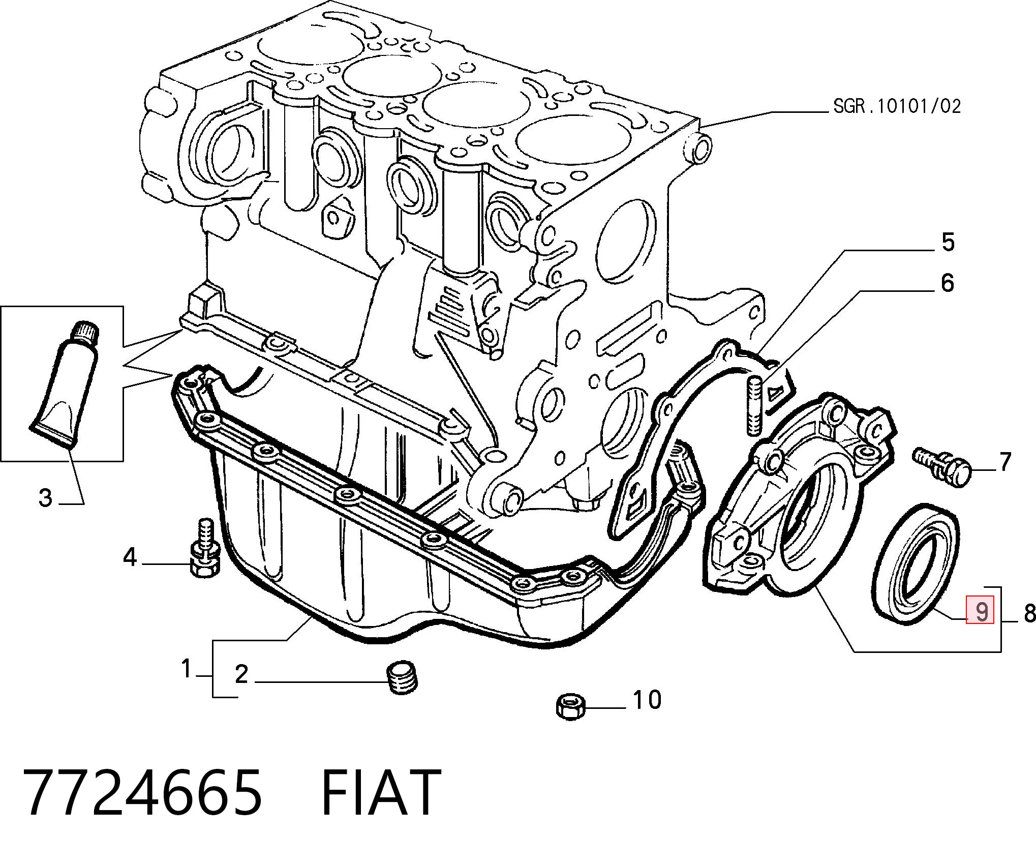 7724665 Fiat/Alfa/Lancia Сальник коленвала корінний