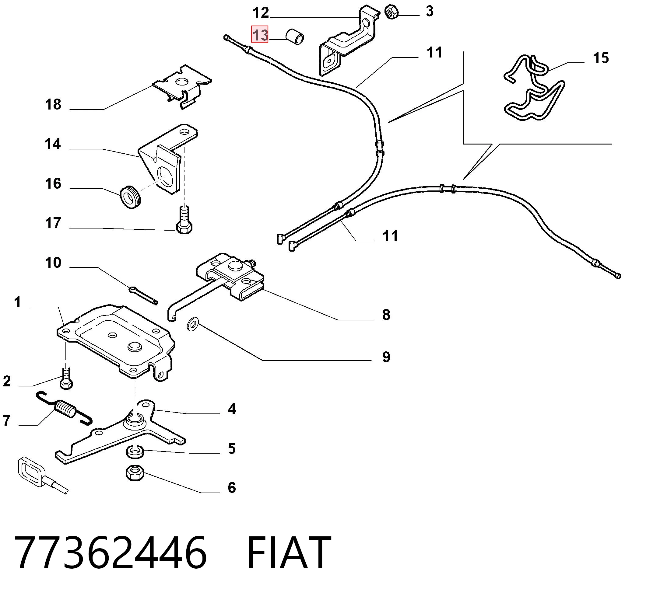 Напрямна троса ручного гальма Chrysler 77362446 ціна, від 17.99 USD