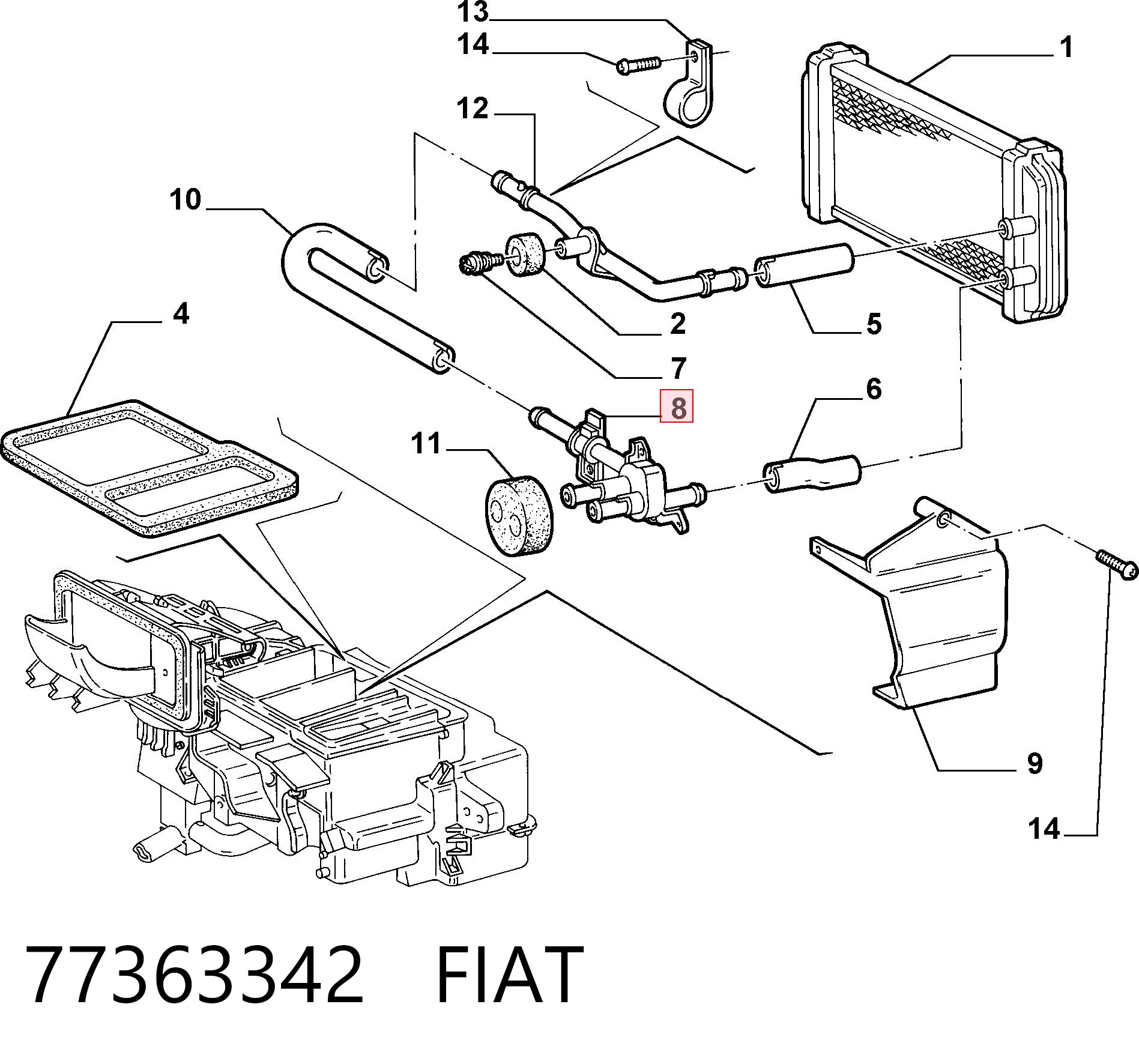 77363342 Fiat/Alfa/Lancia Кран пічки (обігрівача)