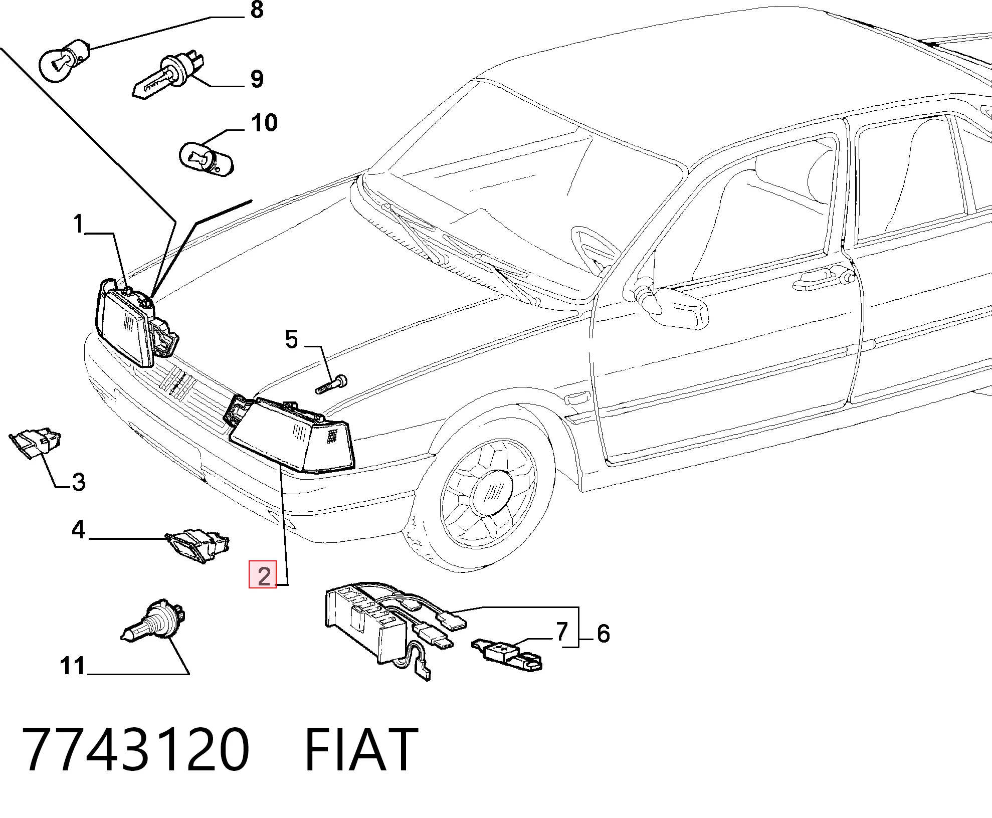 Купити Фара ліва Fiat Tempra  159