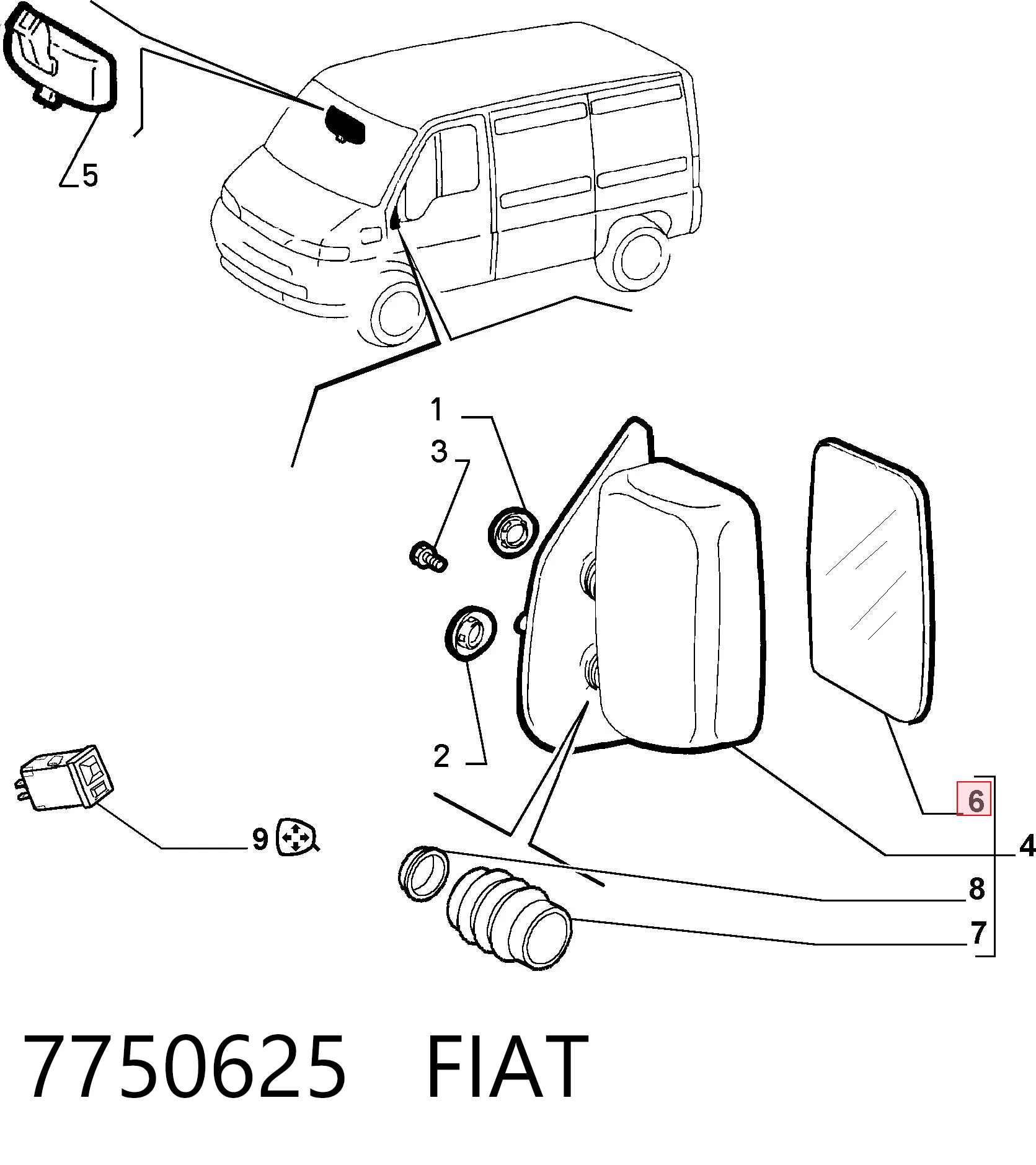 93160521 Peugeot/Citroen Дзеркальний елемент лівого дзеркала заднього виду
